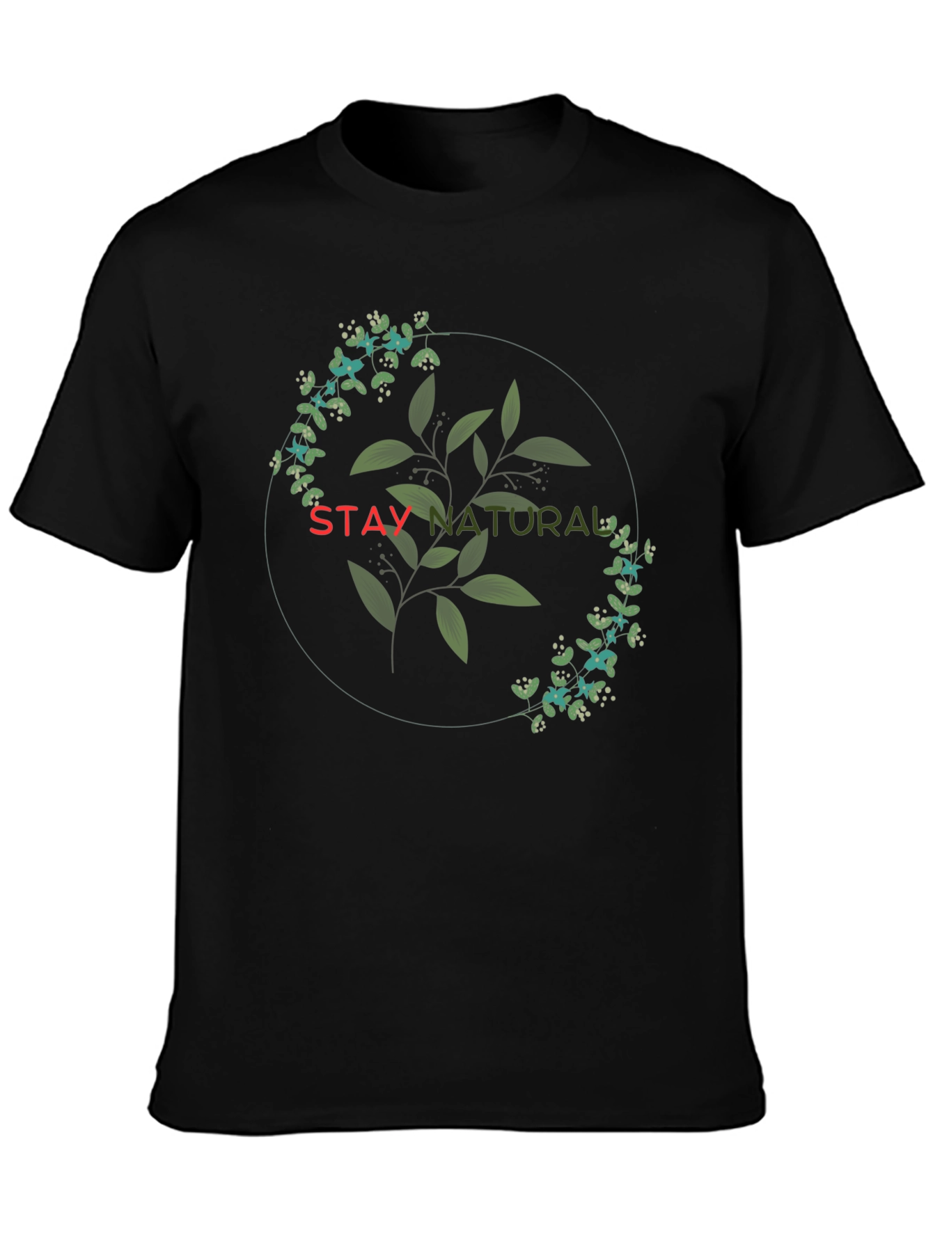 Stay Natural Graphic Tee - Black Cotton Blend