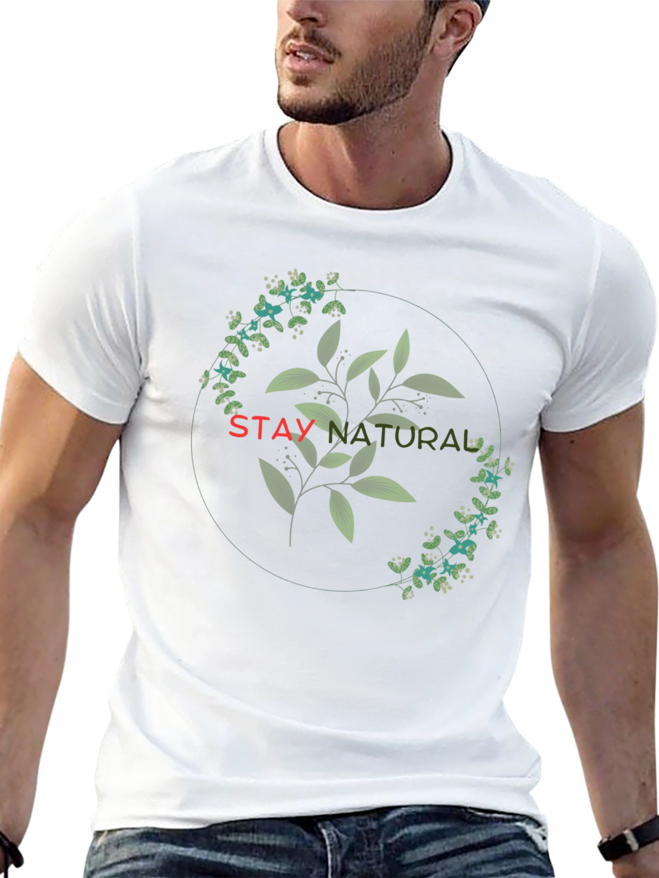 Stay Natural Graphic Tee - Black Cotton Blend