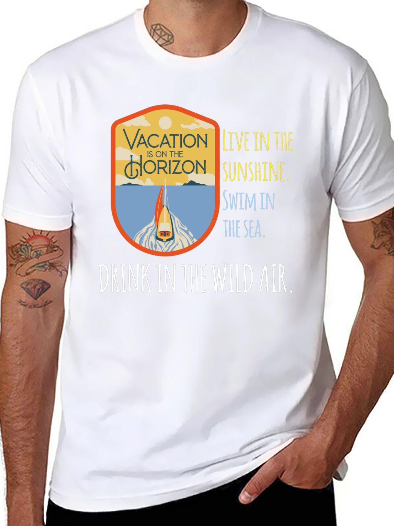 Vacation Horizon Black Graphic Tee