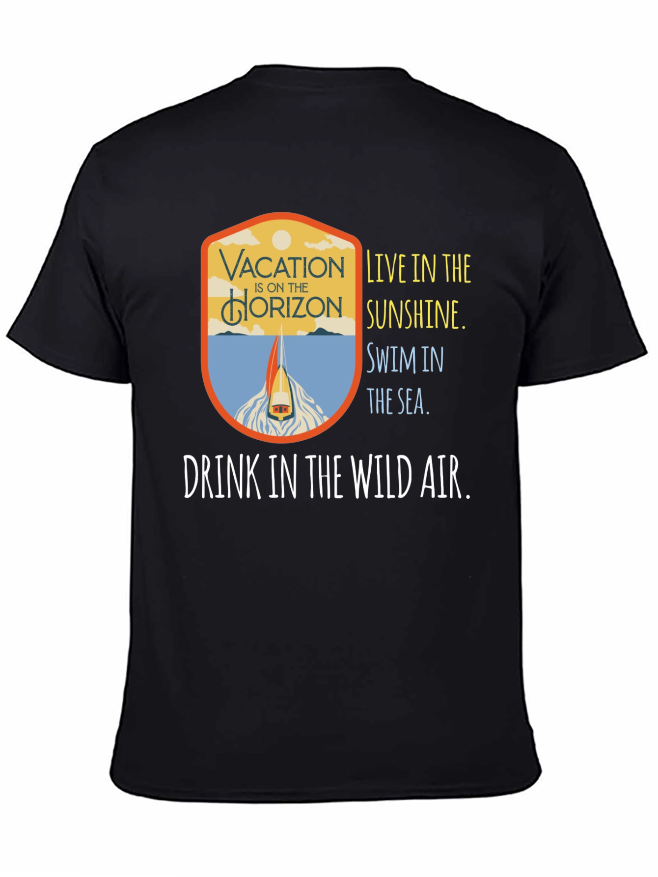 Vacation Horizon Black Graphic Tee
