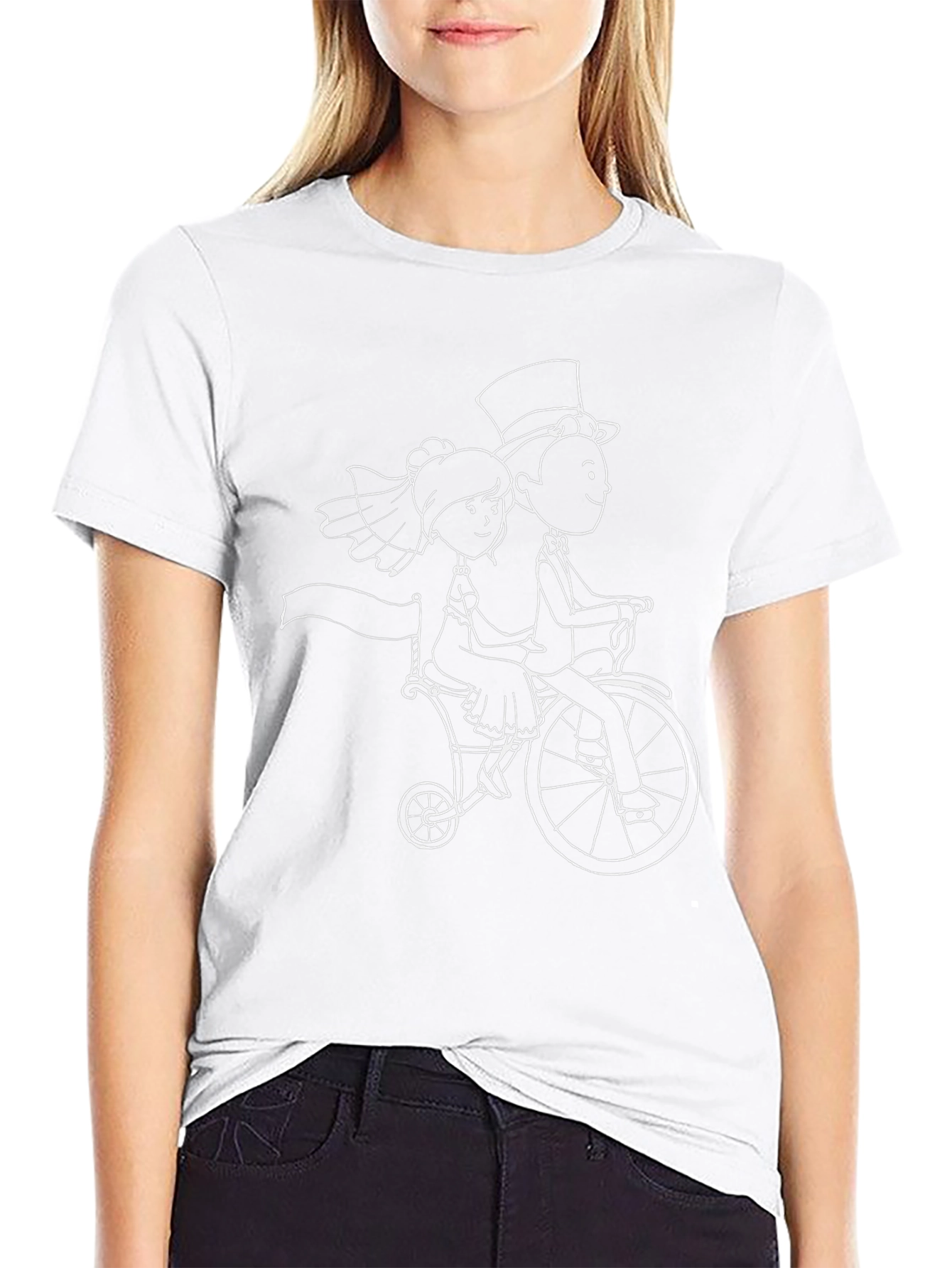 Novelty Bride & Groom Bicycle Graphic Tee