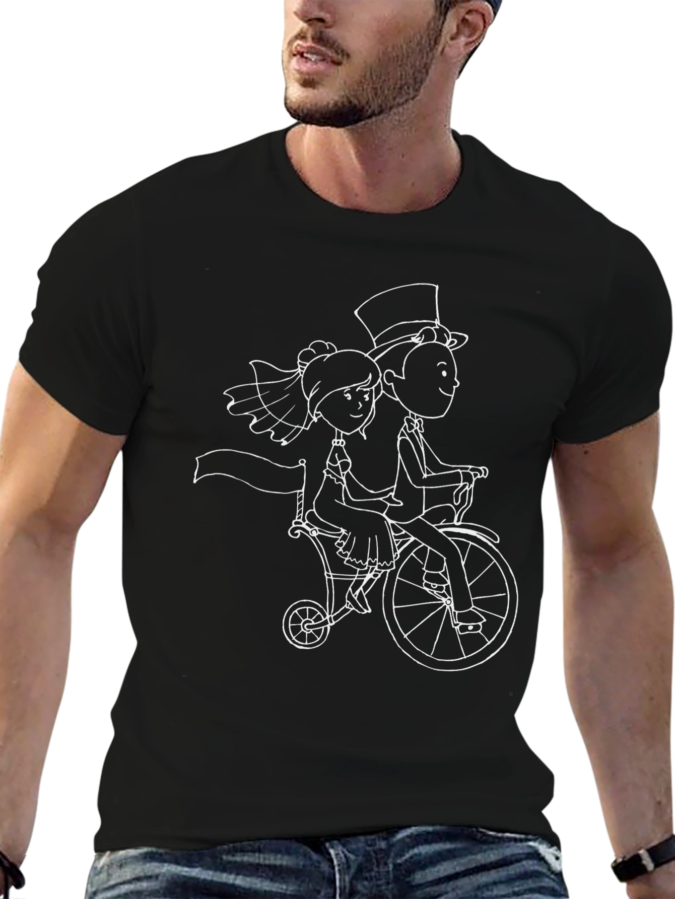 Novelty Bride & Groom Bicycle Graphic Tee