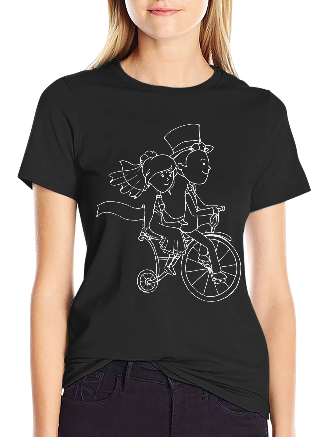 Novelty Bride & Groom Bicycle Graphic Tee