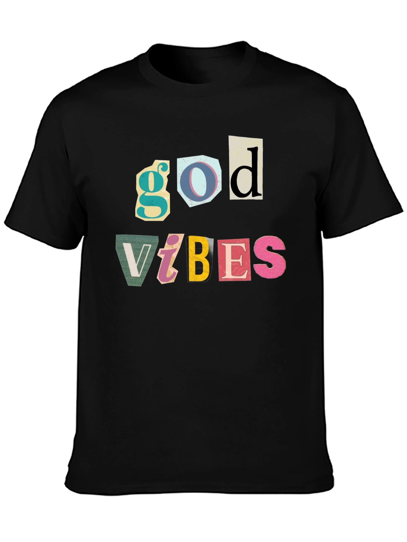 God Vibes T-Shirt - Black Cotton Graphic Tee