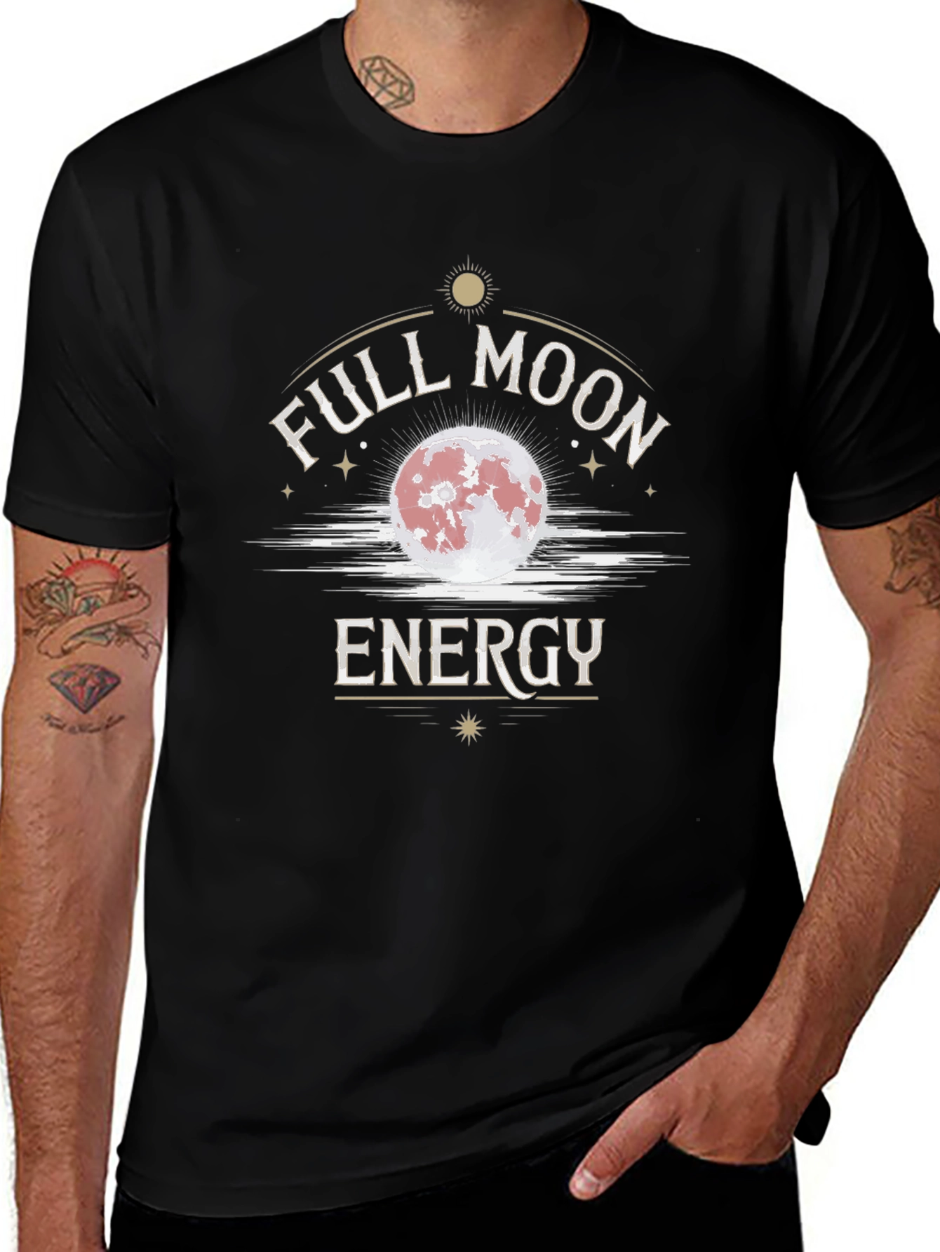 Full Moon Energy Graphic T-Shirt - Black Cotton Tee