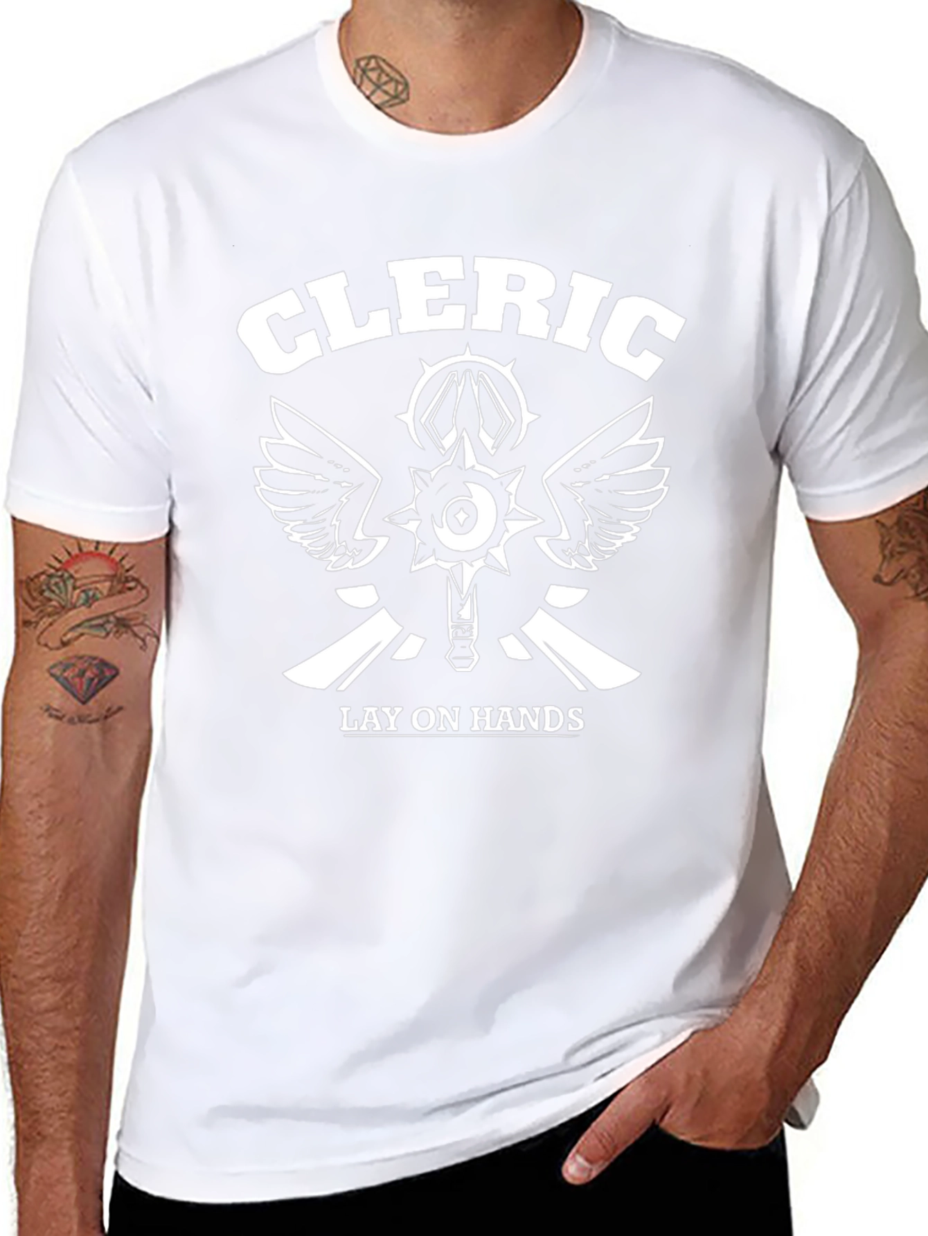 Cleric Lay on Hands T-Shirt - Black Fantasy RPG