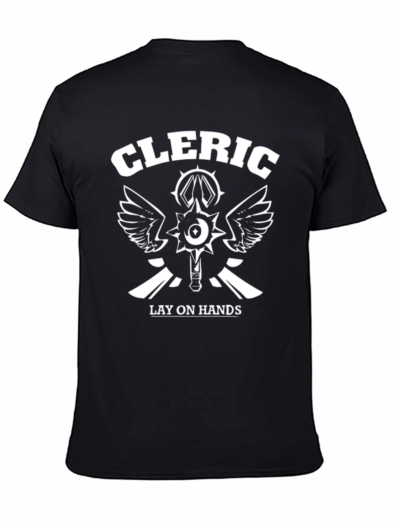 Cleric Lay on Hands T-Shirt - Black Fantasy RPG