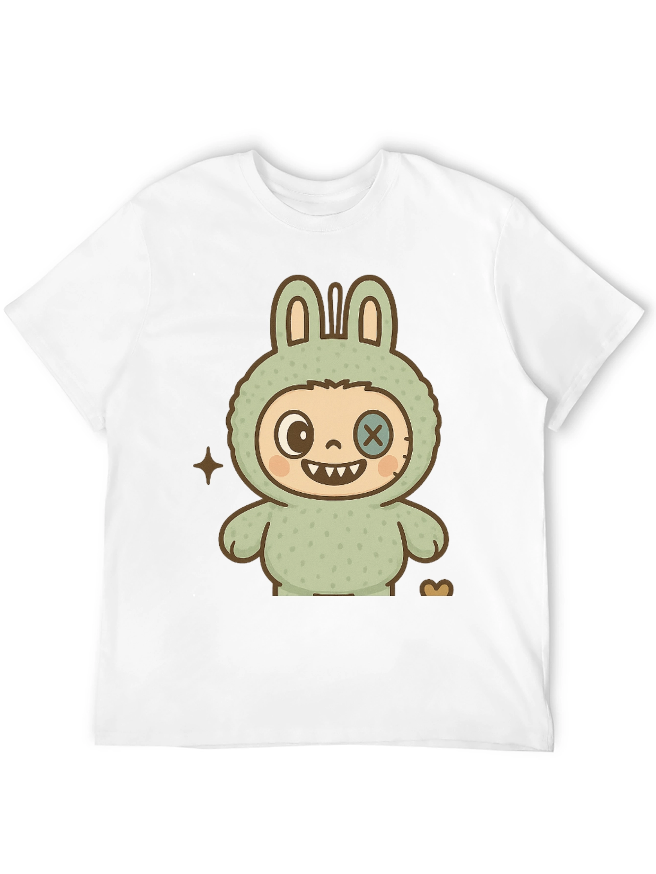 Cute Monster Bunny Graphic Tee - Black