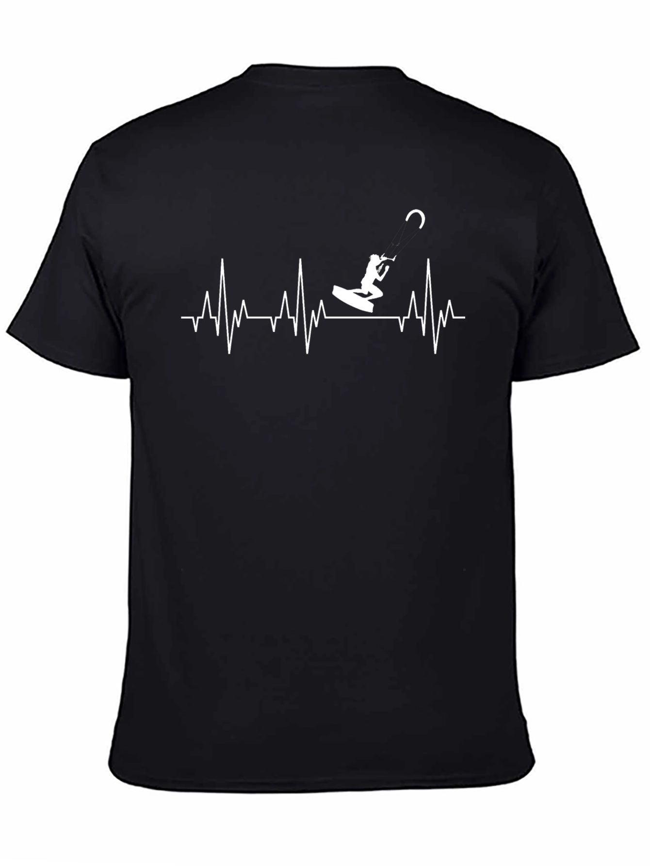 Kite Surfer Heartbeat T-Shirt - Black