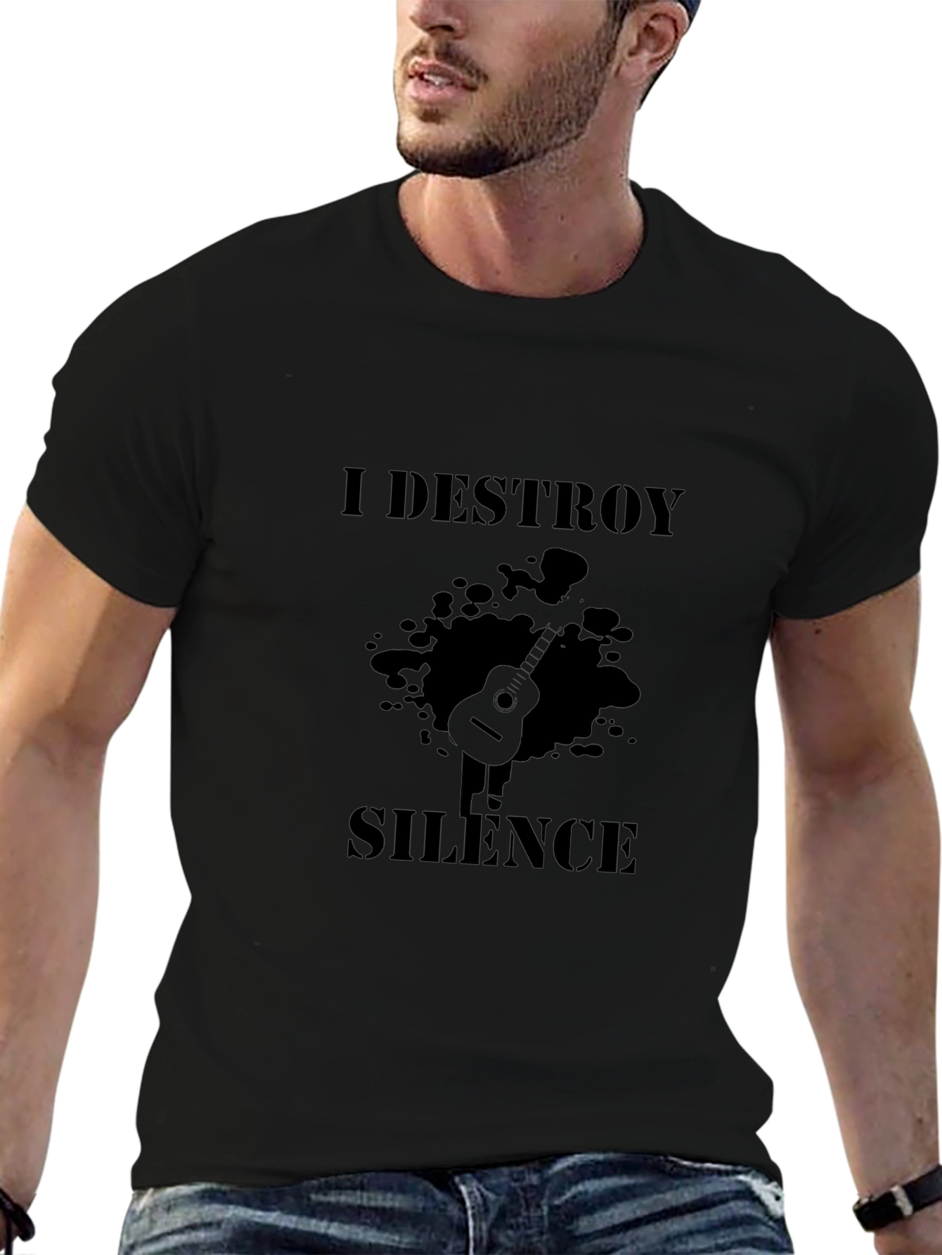 I Destroy Silence Black Graphic T-Shirt
