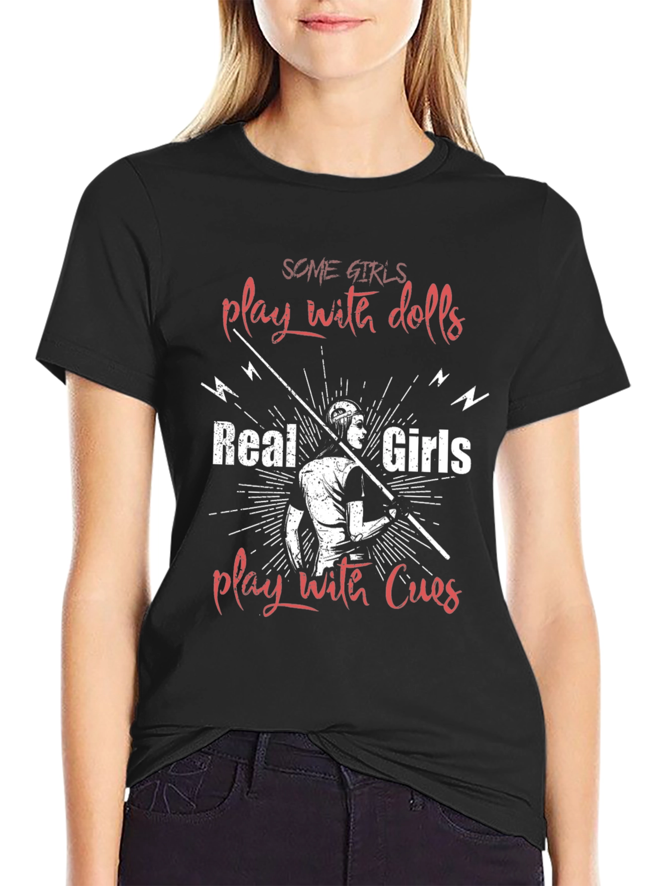 Billiards T-Shirt - Real Girls Play with Cues Tee