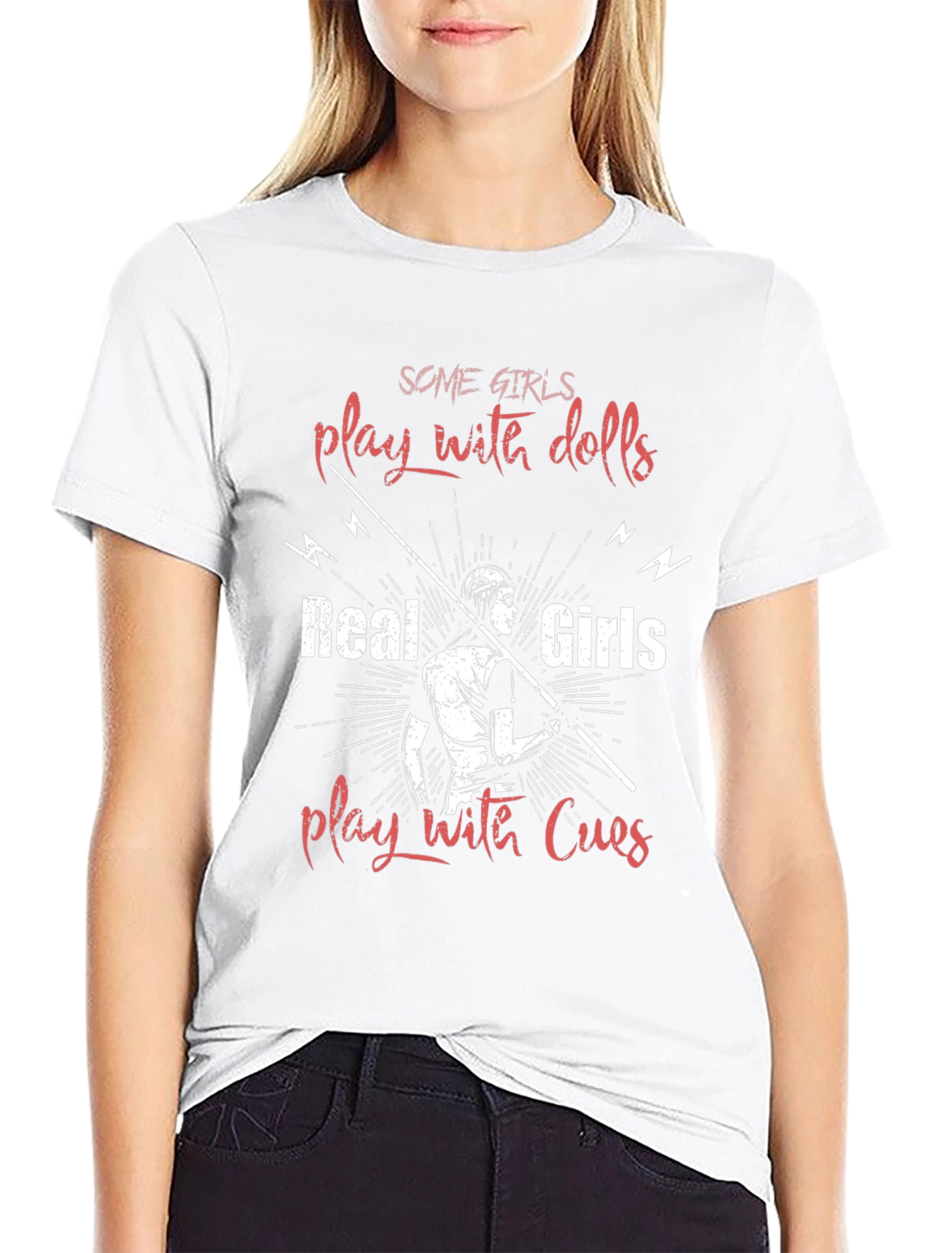 Billiards T-Shirt - Real Girls Play with Cues Tee