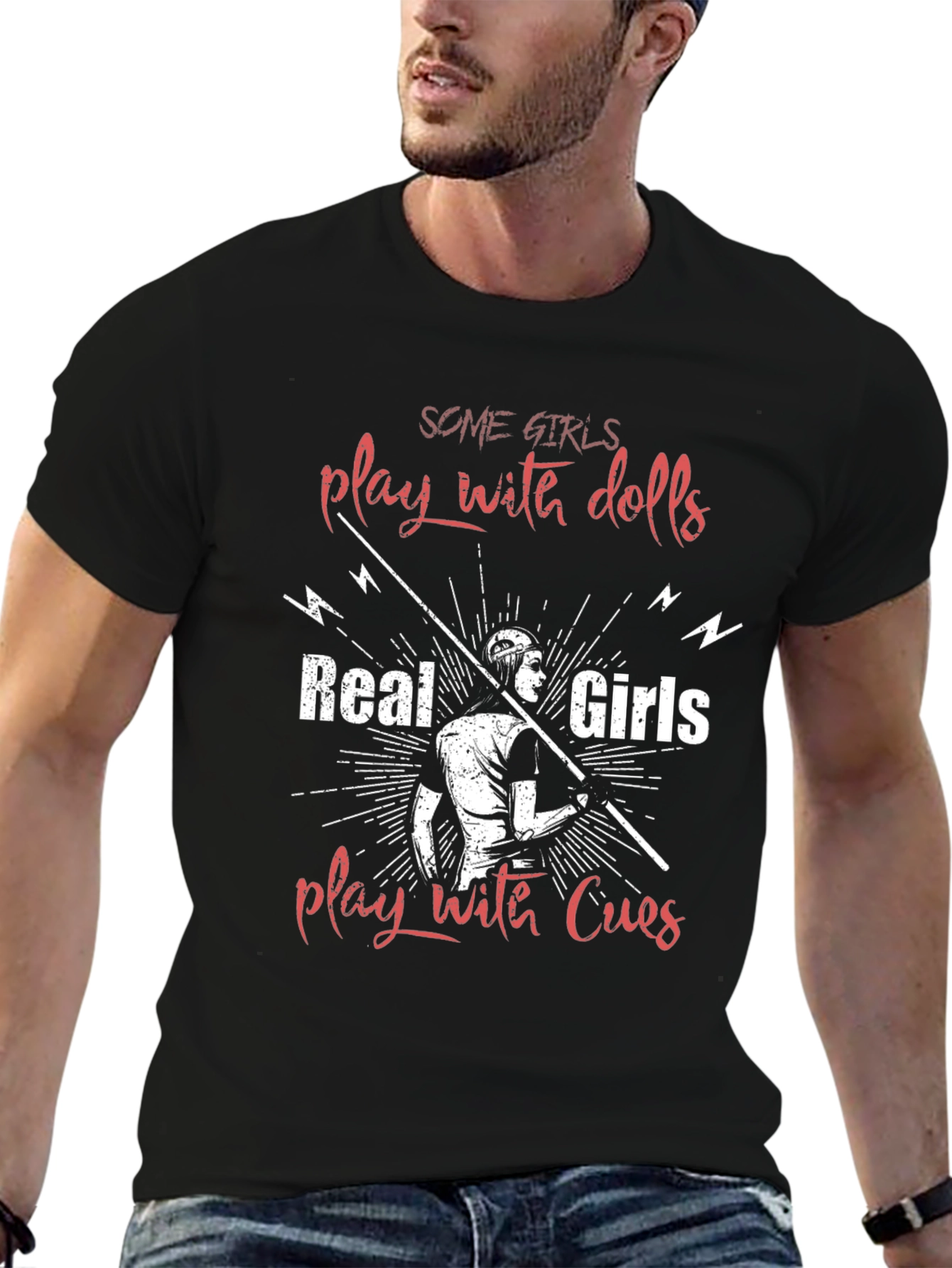 Billiards T-Shirt - Real Girls Play with Cues Tee