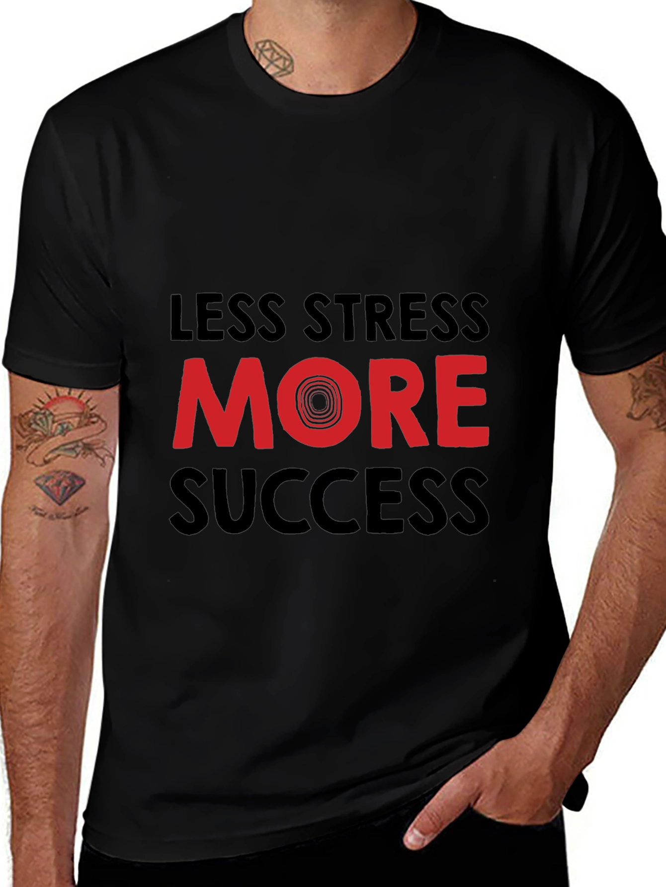 Less Stress More Success Graphic Tee - Black