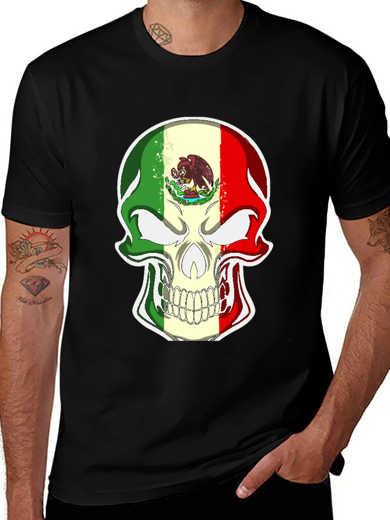 Mexican Flag Skull Graphic Tee
