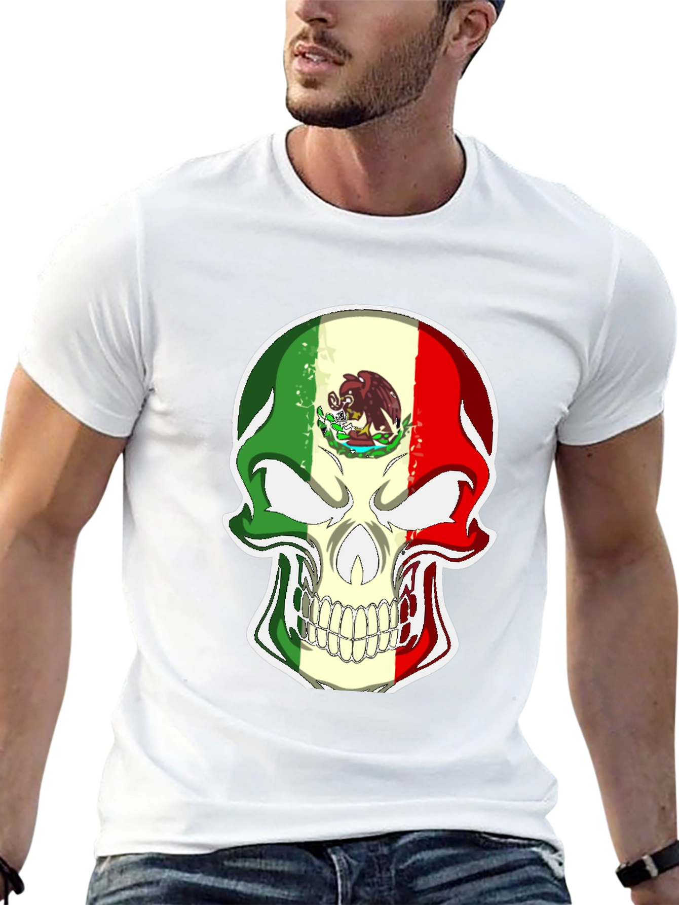 Mexican Flag Skull Graphic Tee