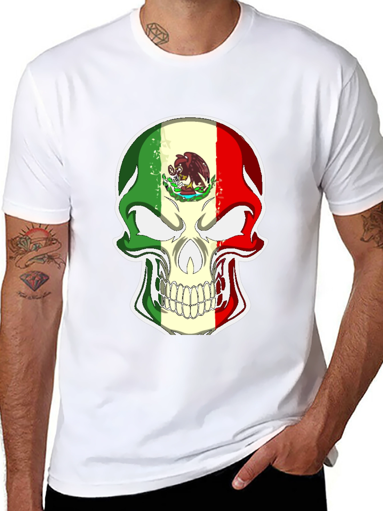 Mexican Flag Skull Graphic Tee