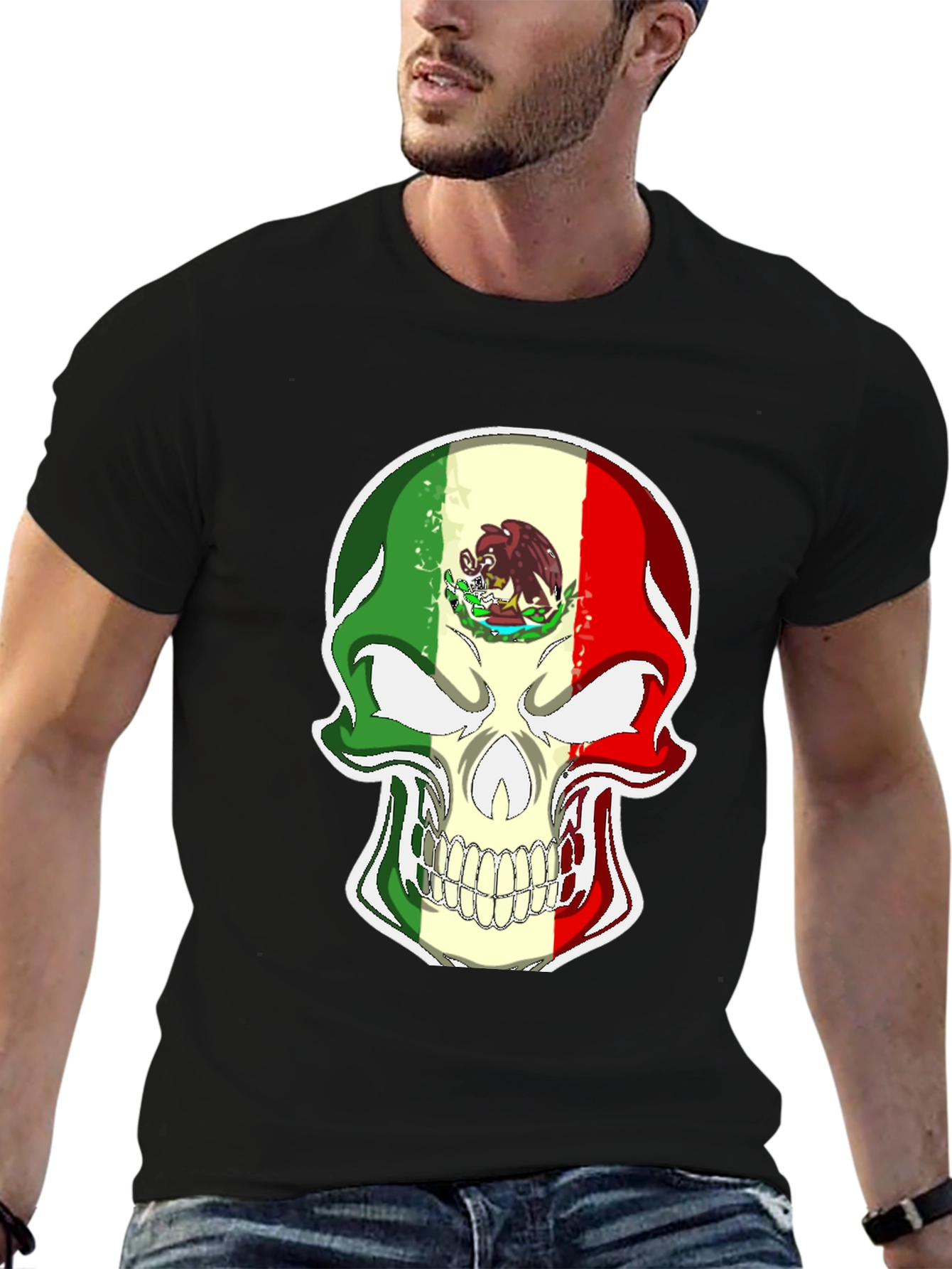Mexican Flag Skull Graphic Tee