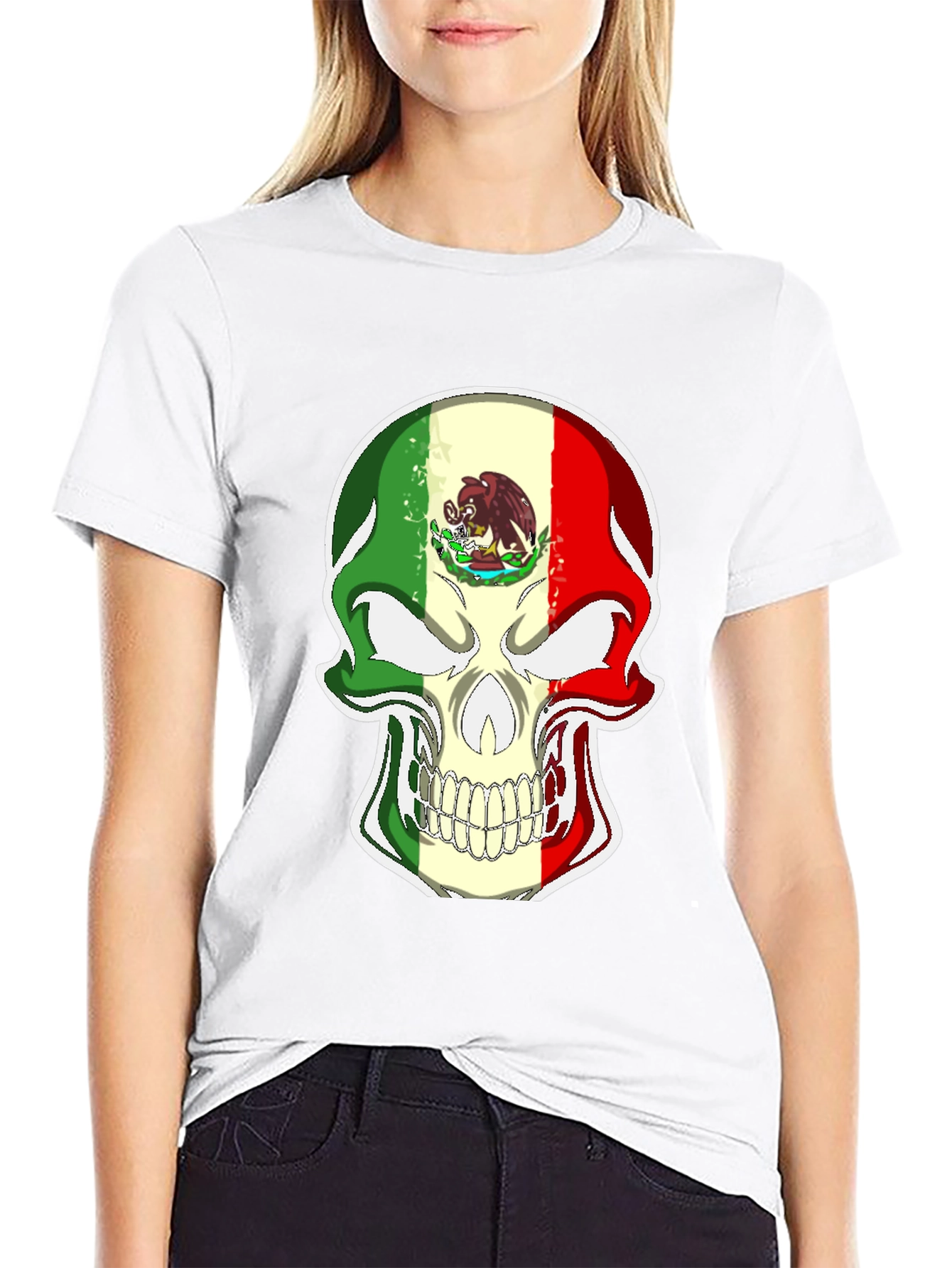 Mexican Flag Skull Graphic Tee
