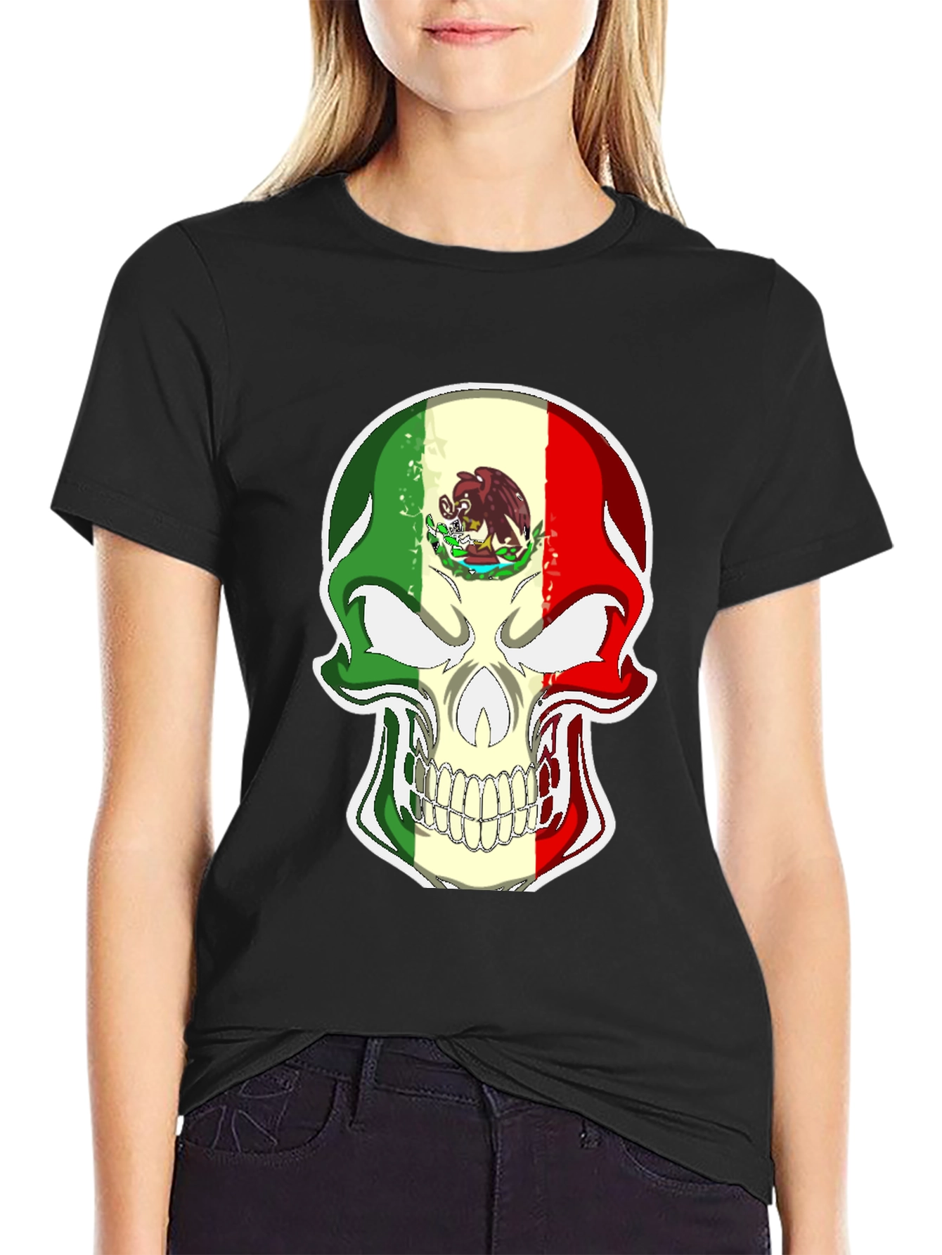 Mexican Flag Skull Graphic Tee