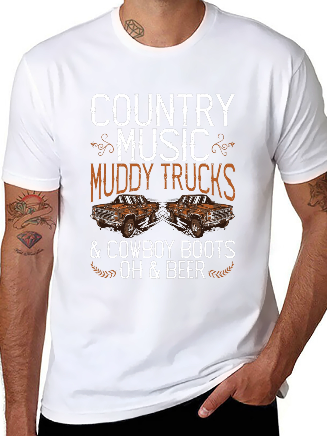 Country Music Muddy Trucks & Cowboy Boots T-Shirt
