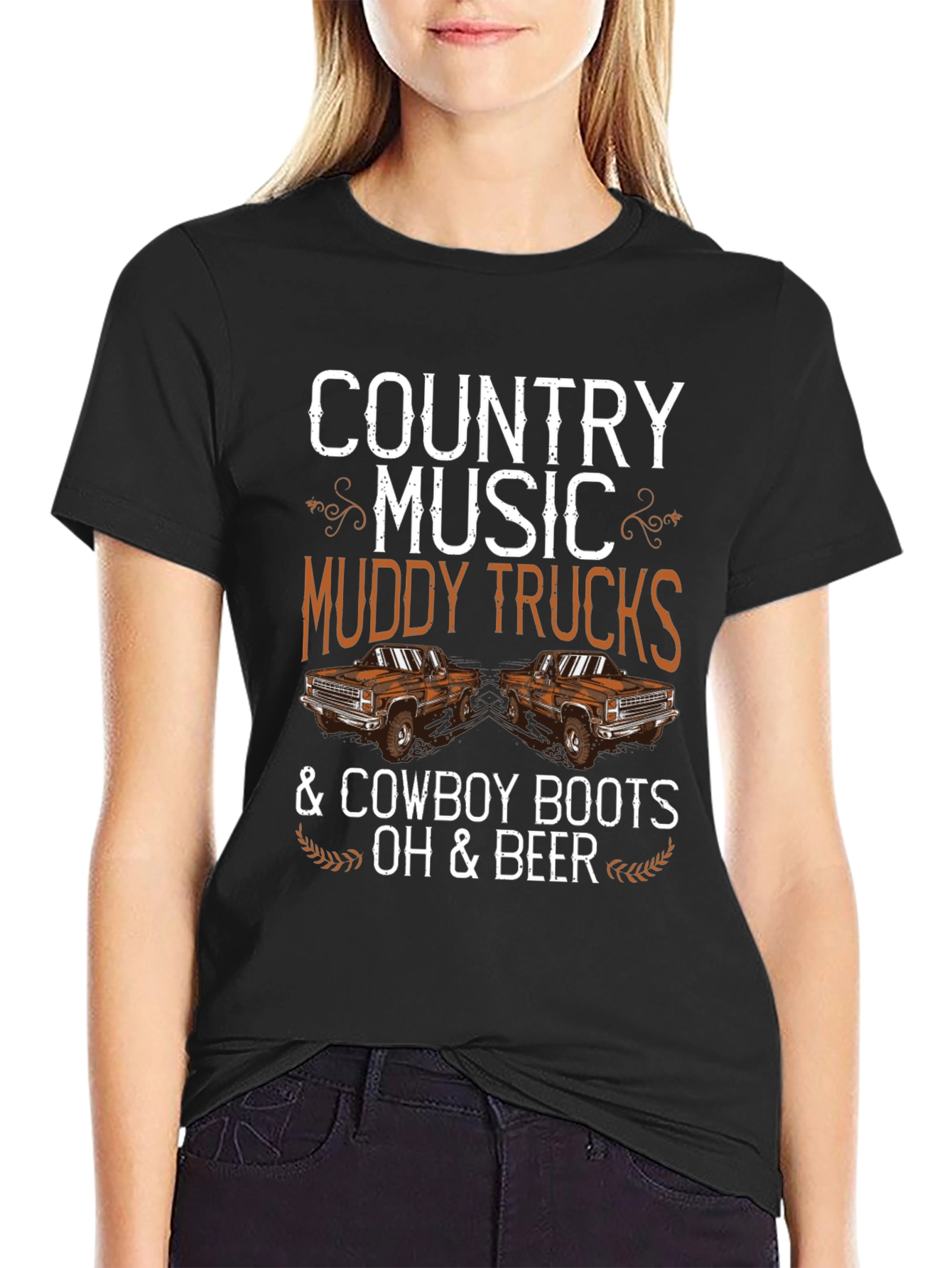 Country Music Muddy Trucks & Cowboy Boots T-Shirt
