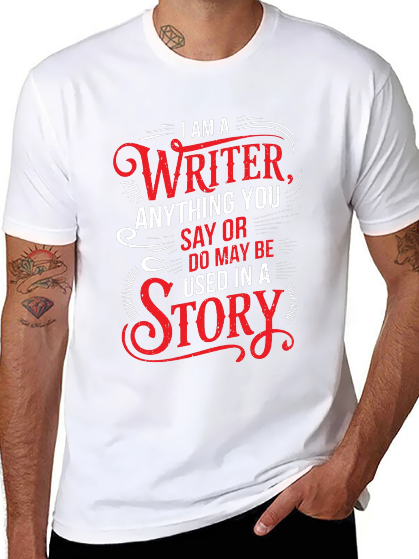 Writer Novelty Graphic T-Shirt - Black