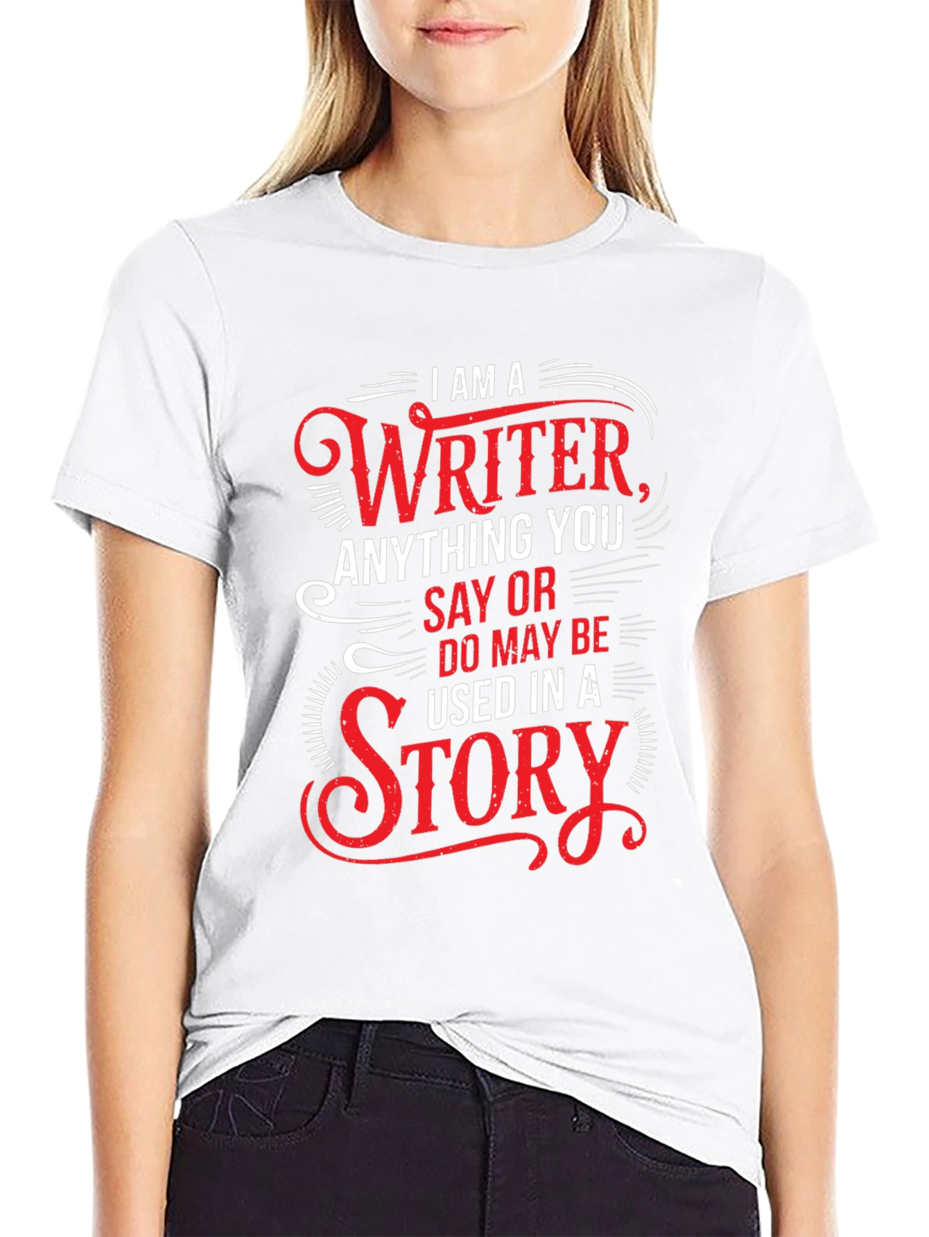 Writer Novelty Graphic T-Shirt - Black