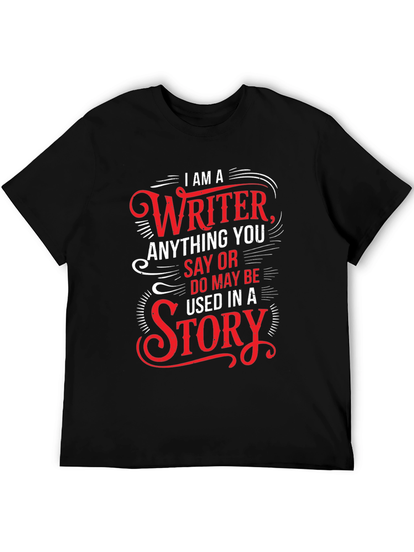 Writer Novelty Graphic T-Shirt - Black
