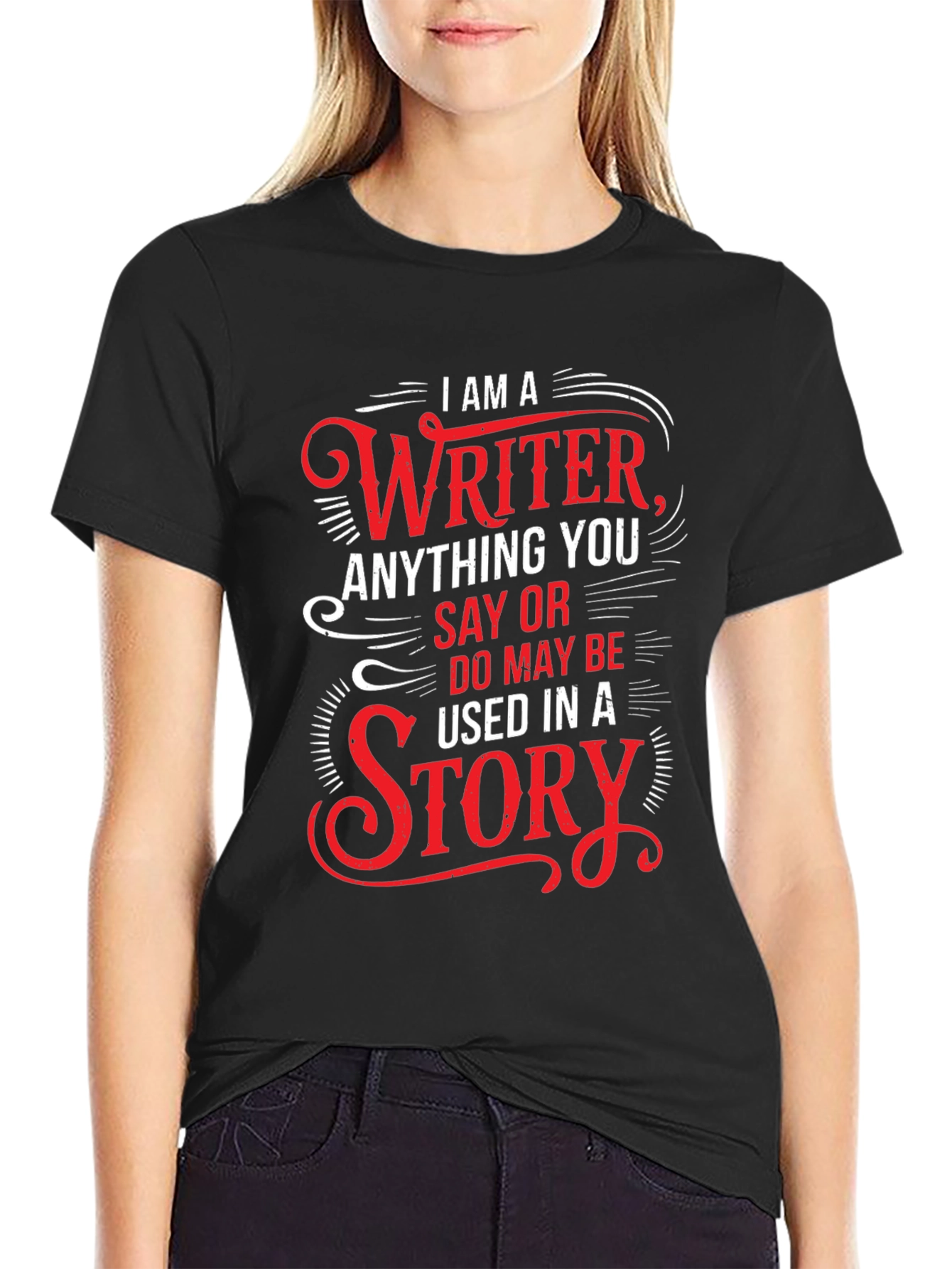 Writer Novelty Graphic T-Shirt - Black