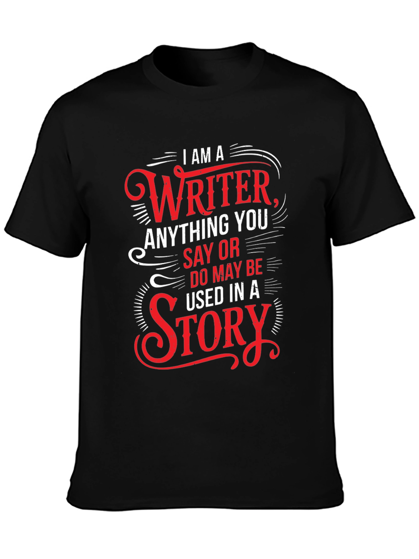 Writer Novelty Graphic T-Shirt - Black