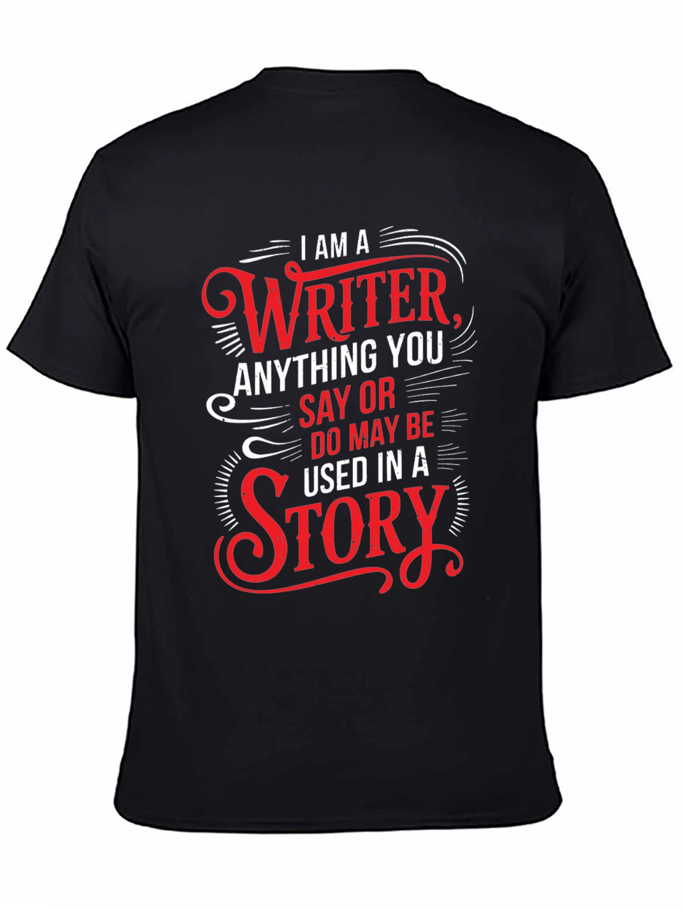 Writer Novelty Graphic T-Shirt - Black