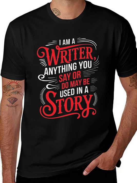 Writer Novelty Graphic T-Shirt - Black