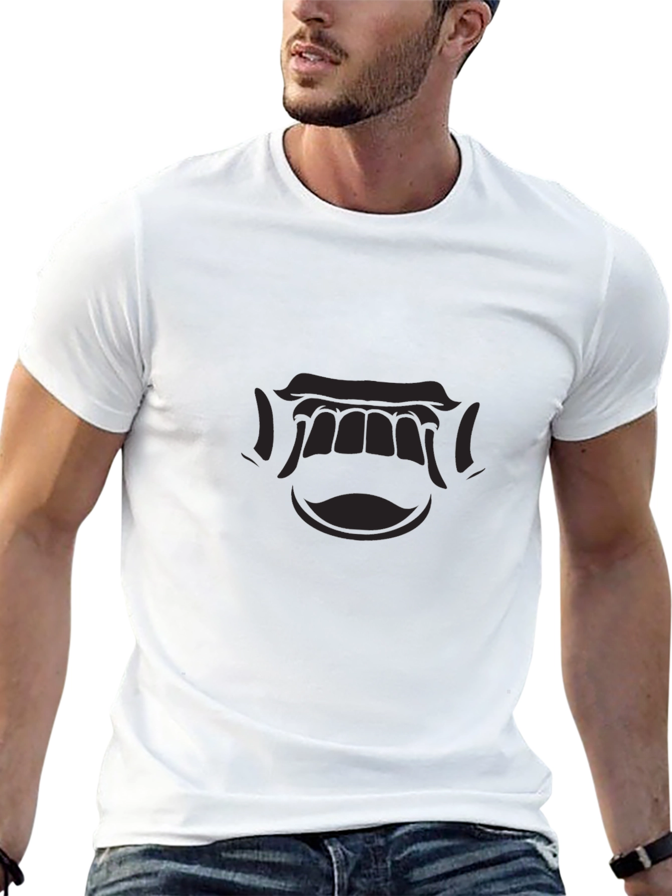 Mens Black Graphic Tee - Open Mouth Design