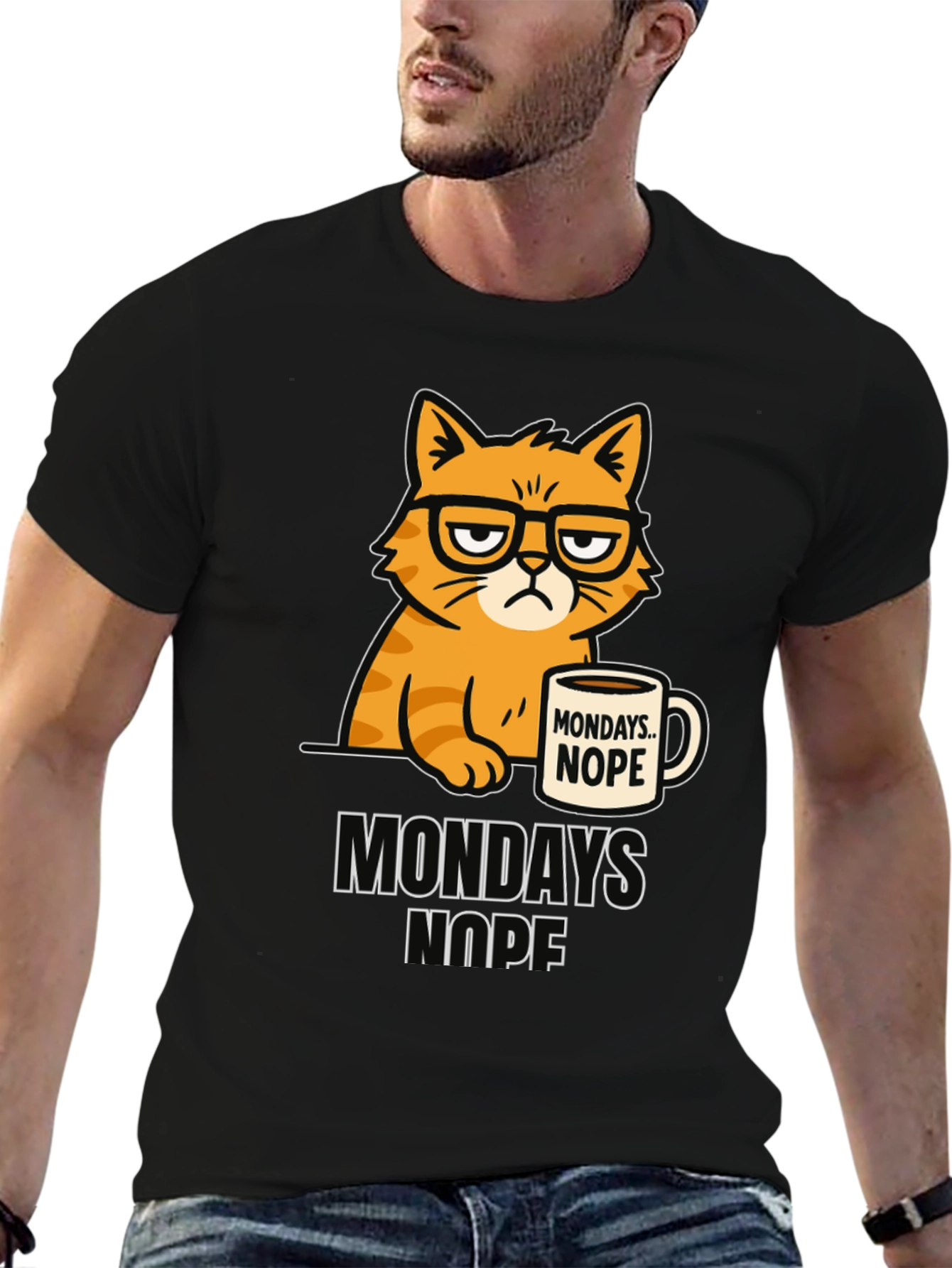 Mondays Nope Cat T-Shirt Funny Graphic Tee