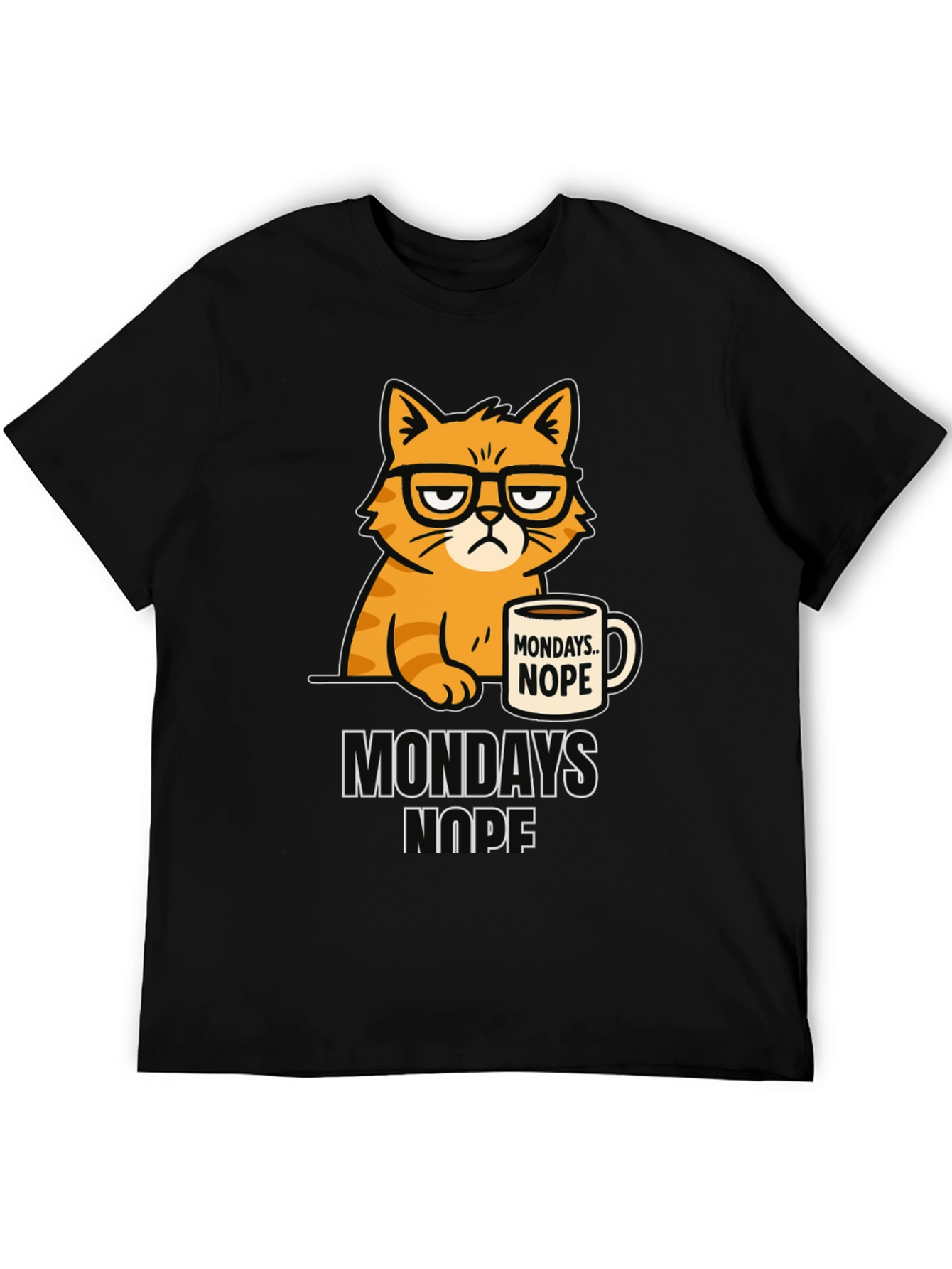 Mondays Nope Cat T-Shirt Funny Graphic Tee