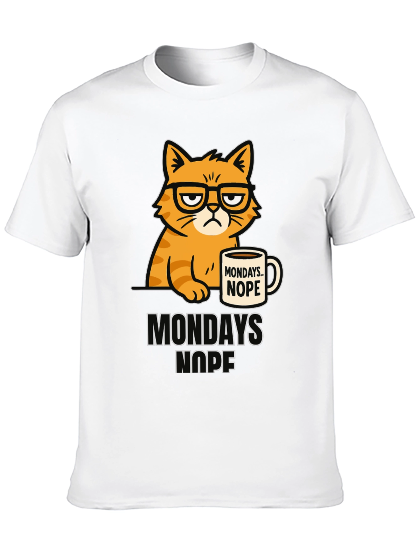 Mondays Nope Cat T-Shirt Funny Graphic Tee