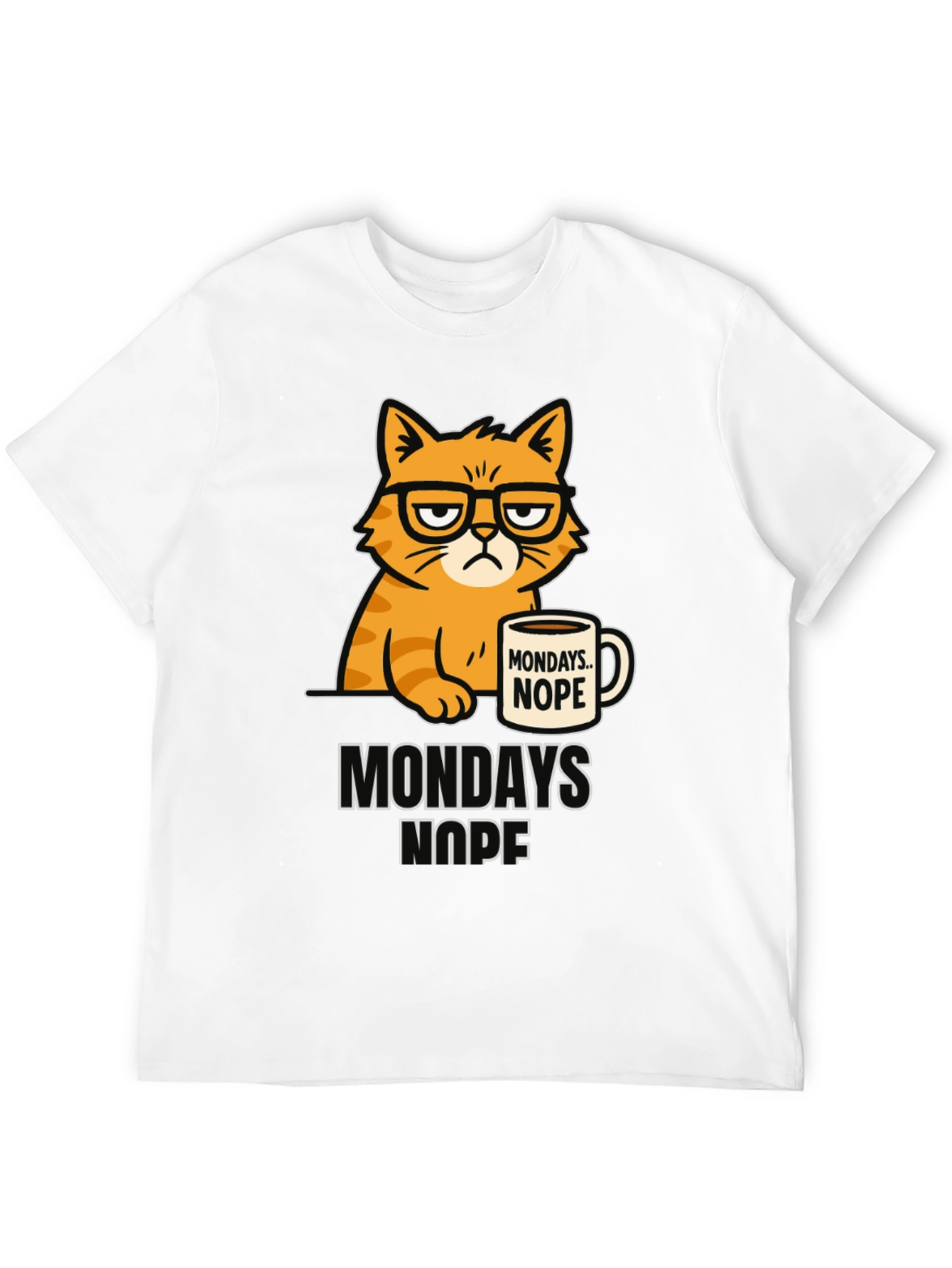 Mondays Nope Cat T-Shirt Funny Graphic Tee