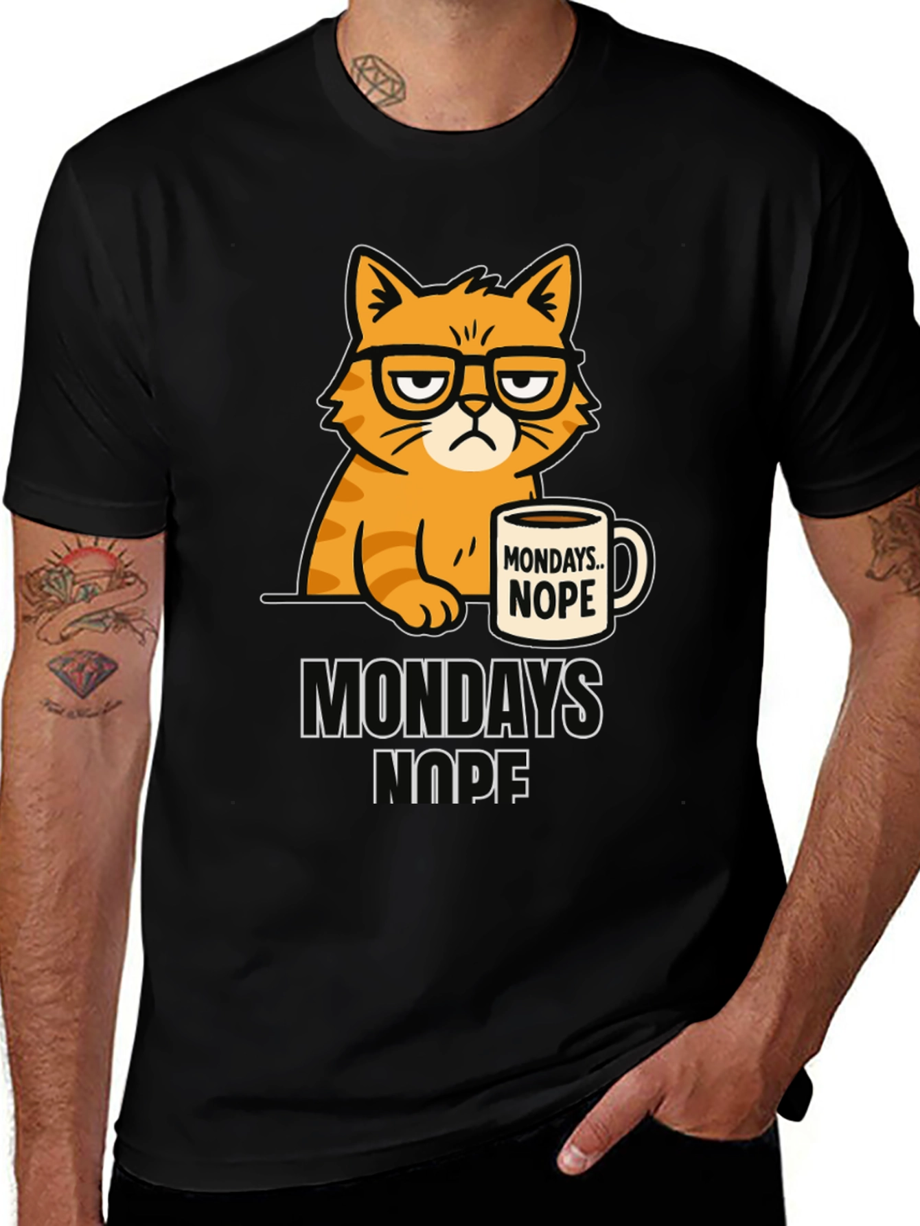 Mondays Nope Cat T-Shirt Funny Graphic Tee