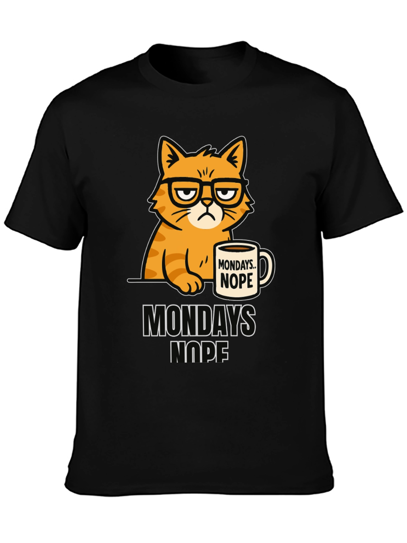 Mondays Nope Cat T-Shirt Funny Graphic Tee