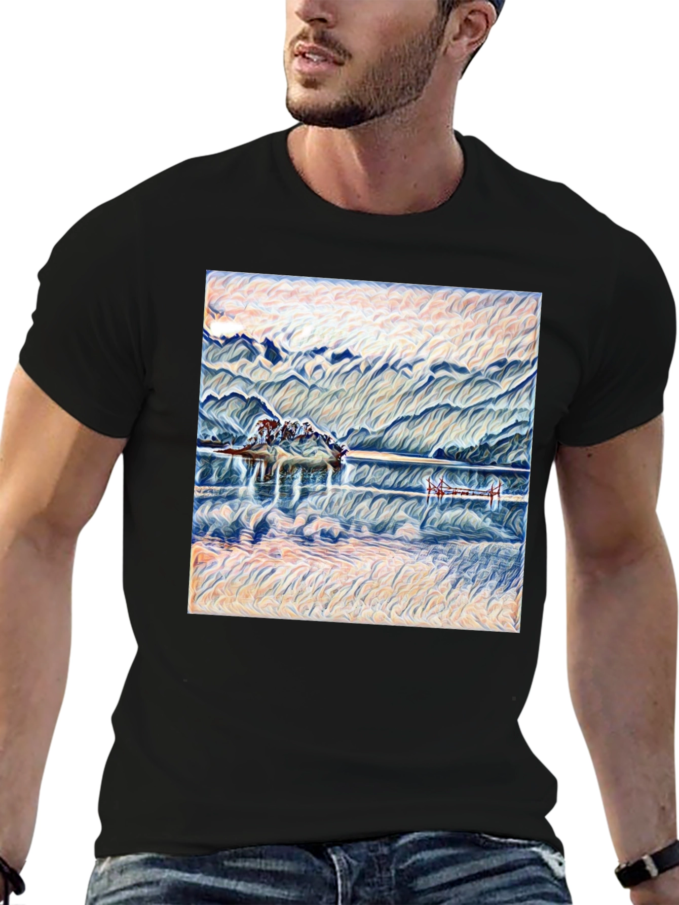 Mountain Lake View Graphic Tee - Relaxed Fit