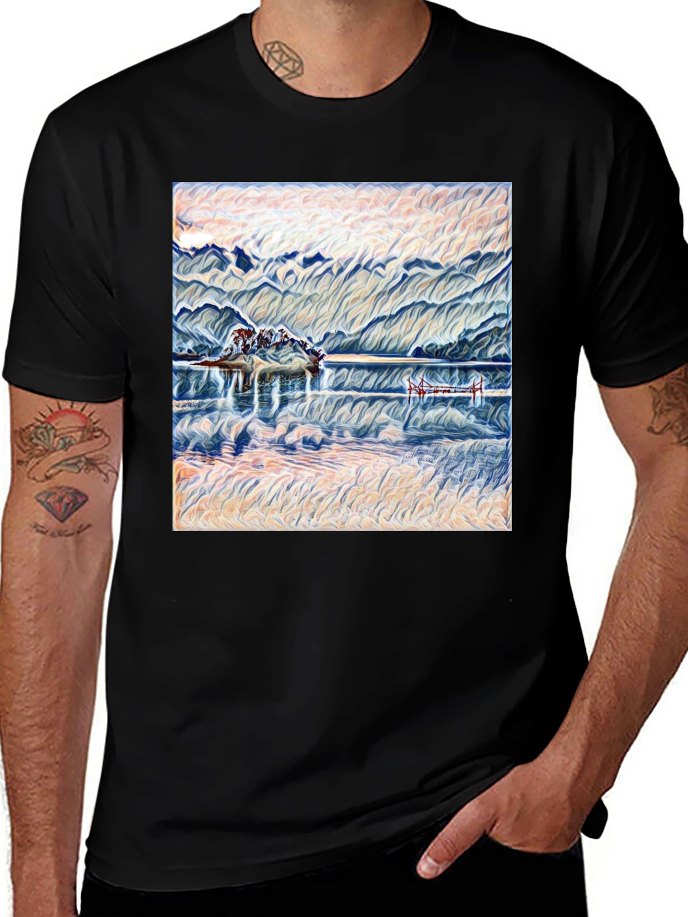 Mountain Lake View Graphic Tee - Relaxed Fit