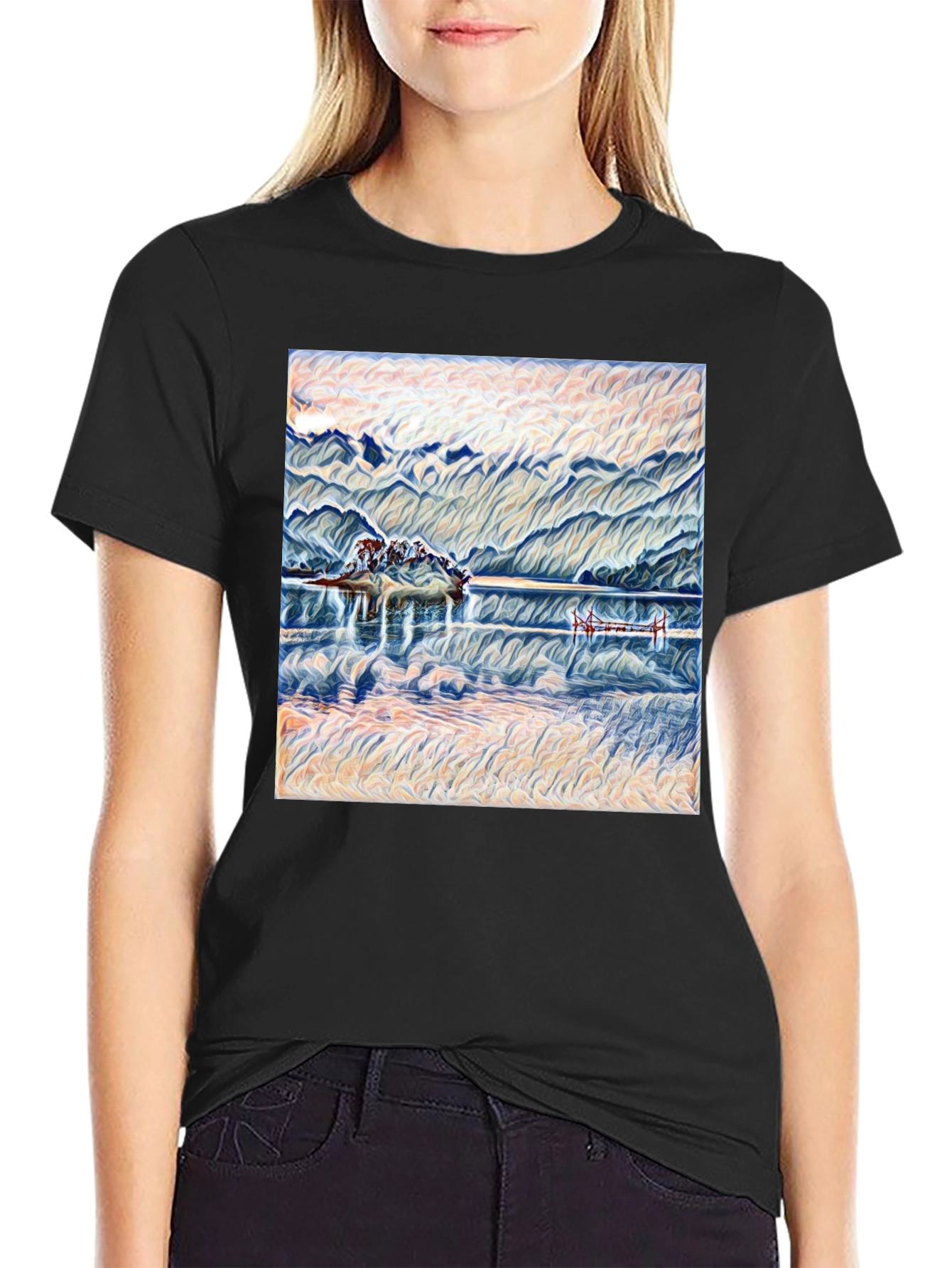 Mountain Lake View Graphic Tee - Relaxed Fit