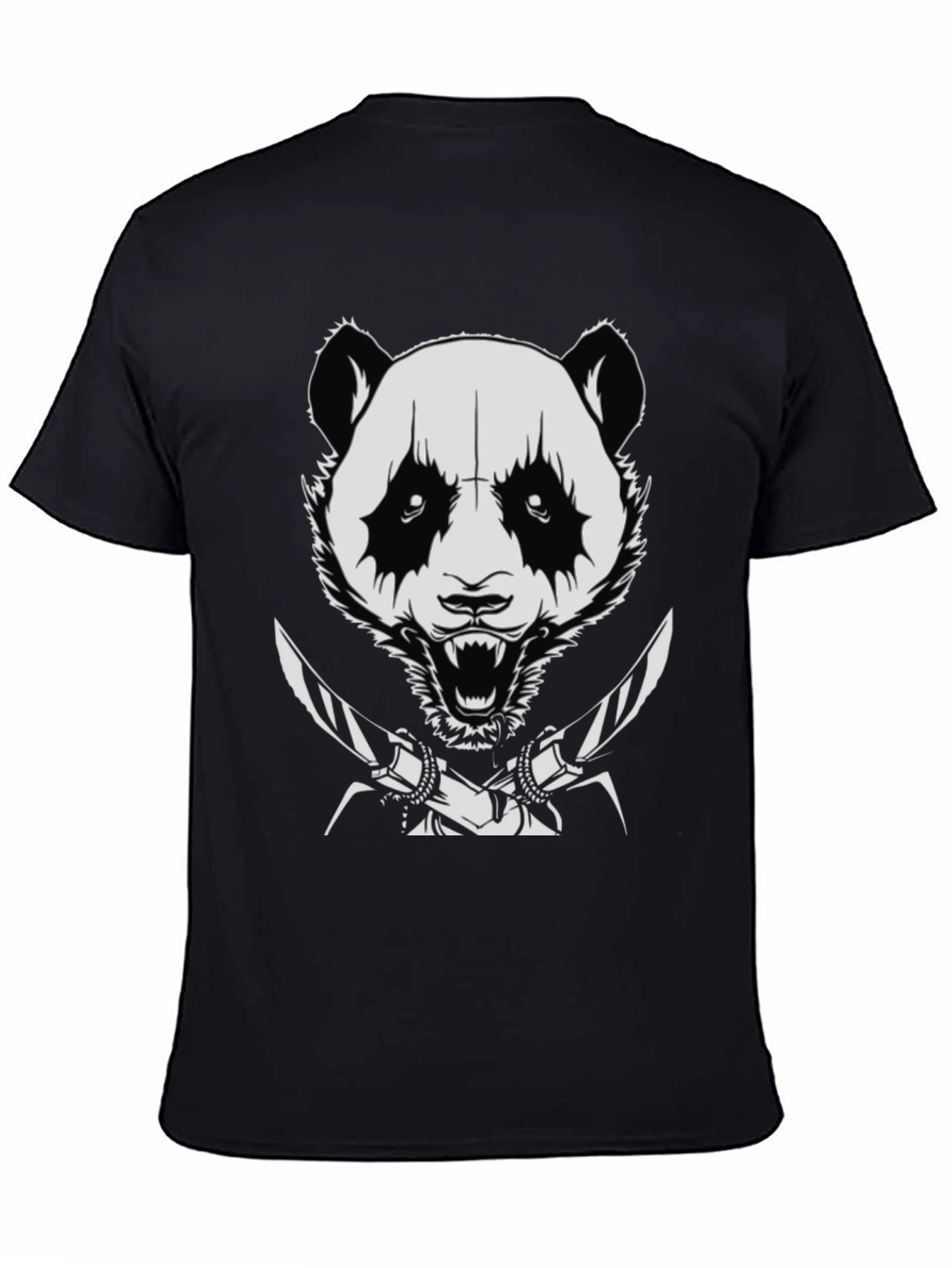 Panda with Knives Black T-Shirt