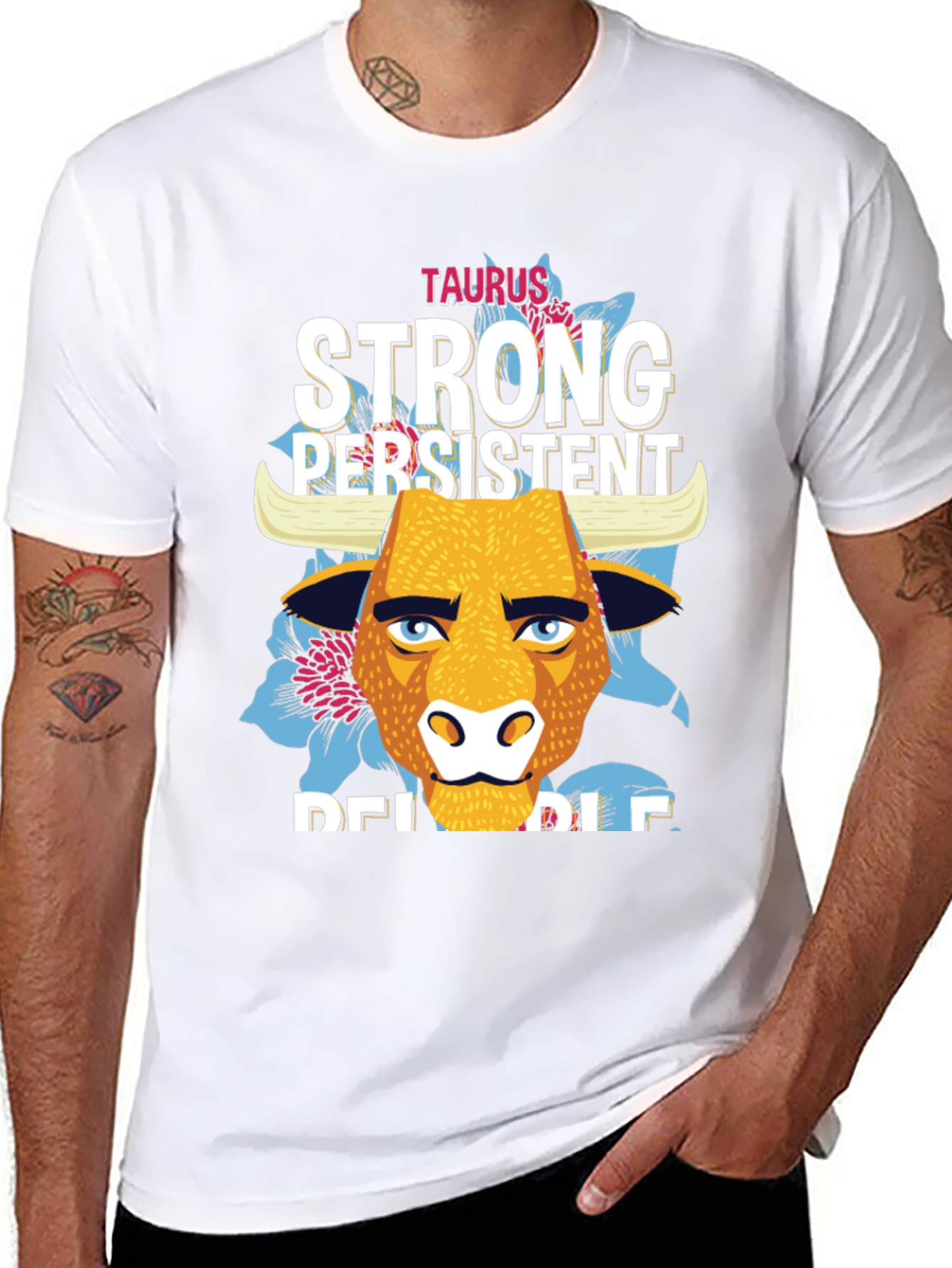 Taurus Zodiac Strong Persistent Reliable Mens Black T-Shirt