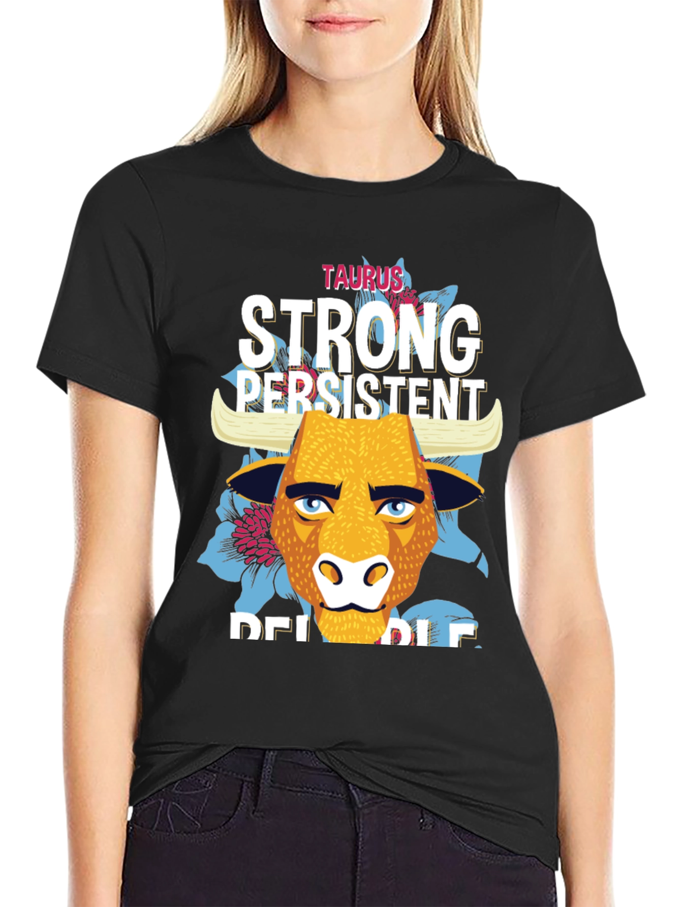 Taurus Zodiac Strong Persistent Reliable Mens Black T-Shirt