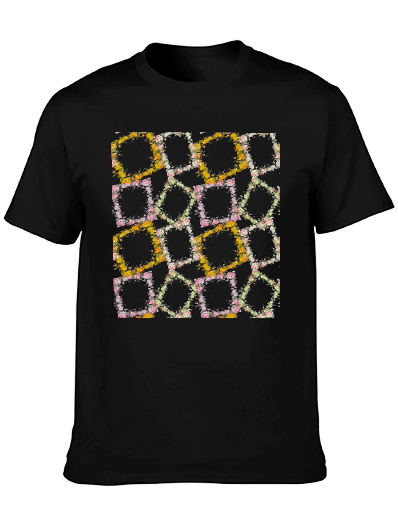 Floral Squares Graphic Tee - Unique Design