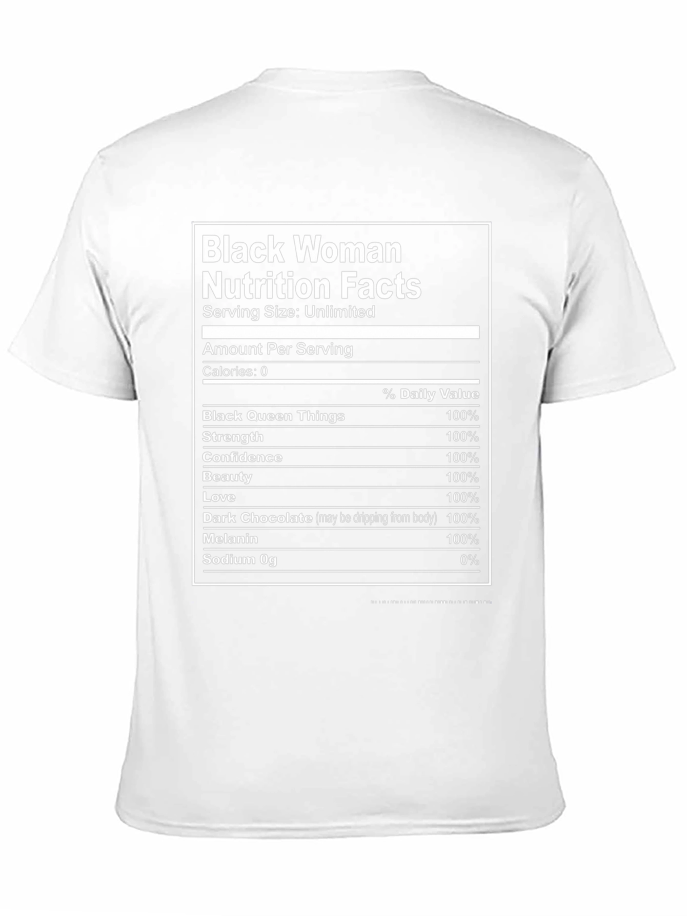 Black Woman Nutrition Facts Graphic T-Shirt