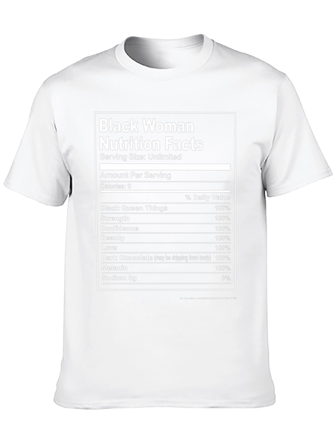 Black Woman Nutrition Facts Graphic T-Shirt