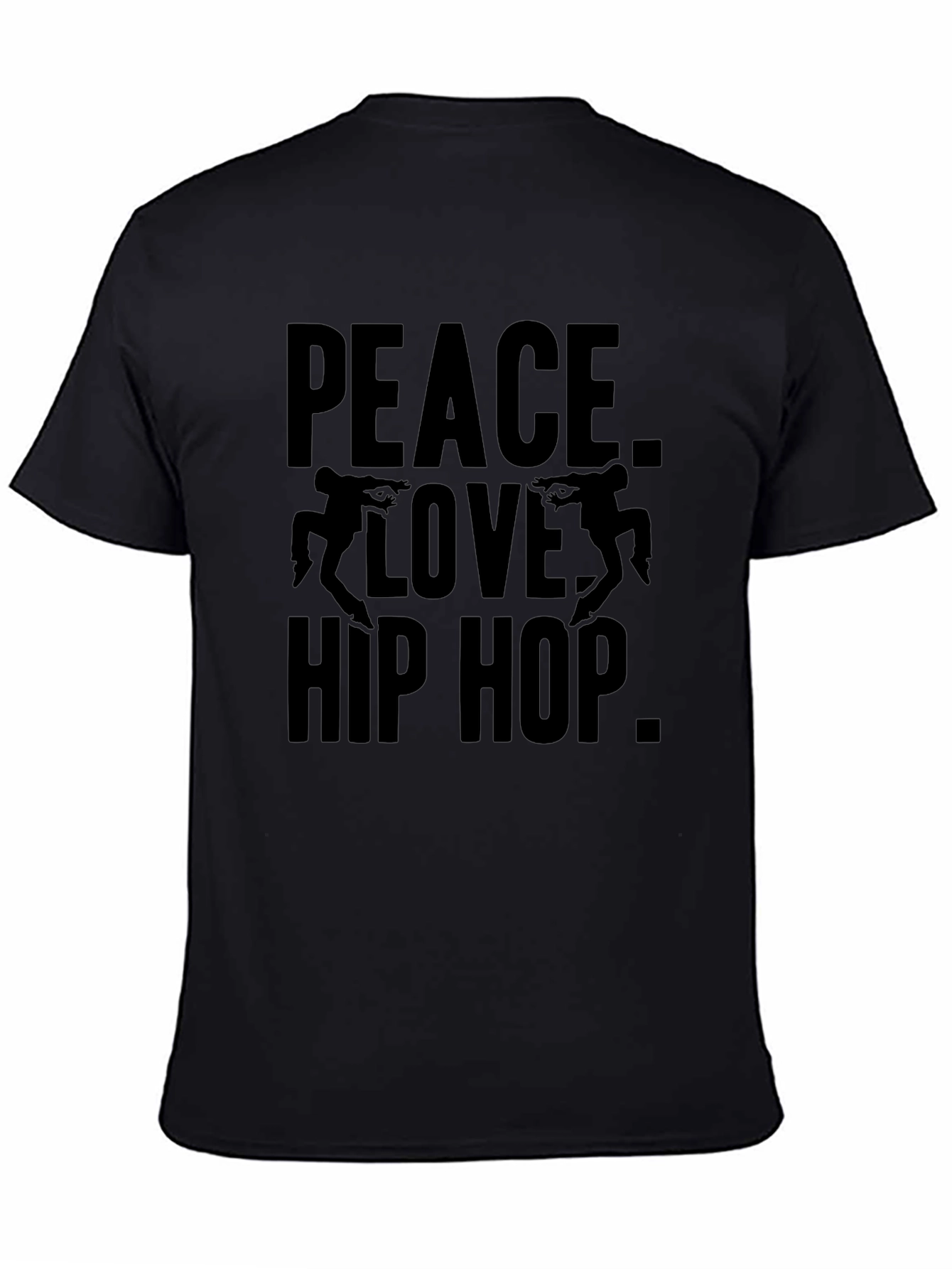 Peace Love Hip Hop Black Graphic T-Shirt